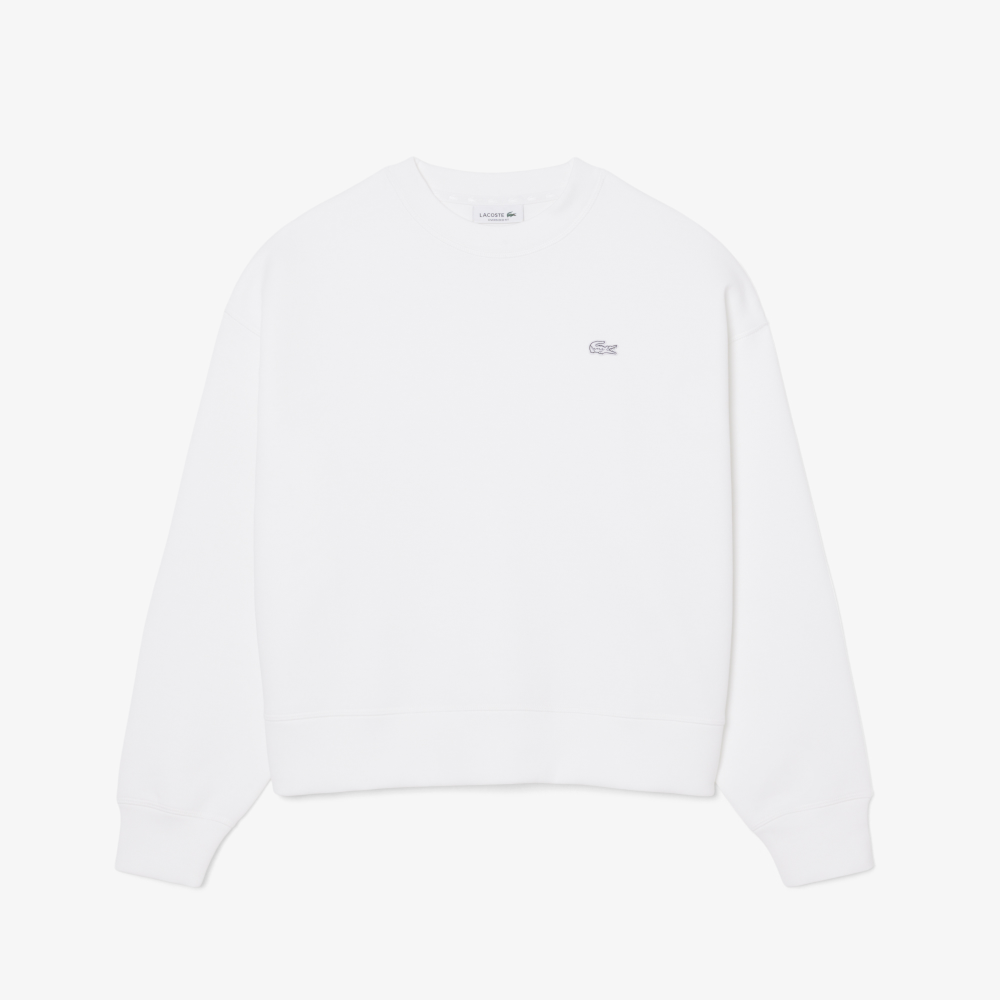 Lacoste Kadın Oversize Fit Bisiklet Yaka Beyaz Sweatshirt görsel 4