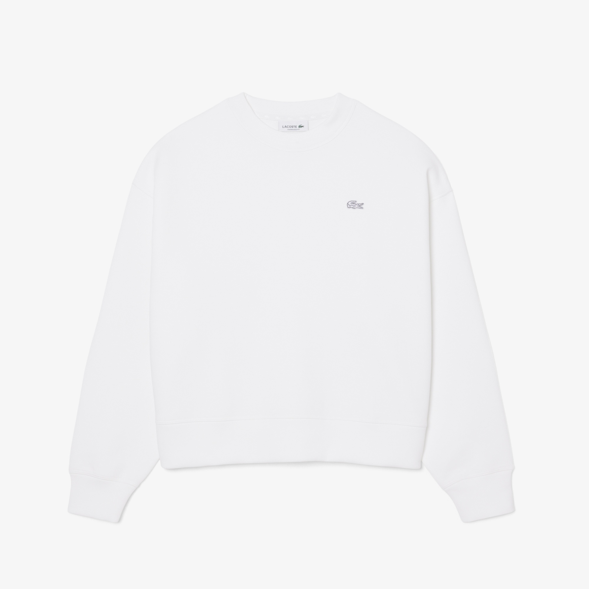 Kadın Oversize Fit Bisiklet Yaka Beyaz Sweatshirt