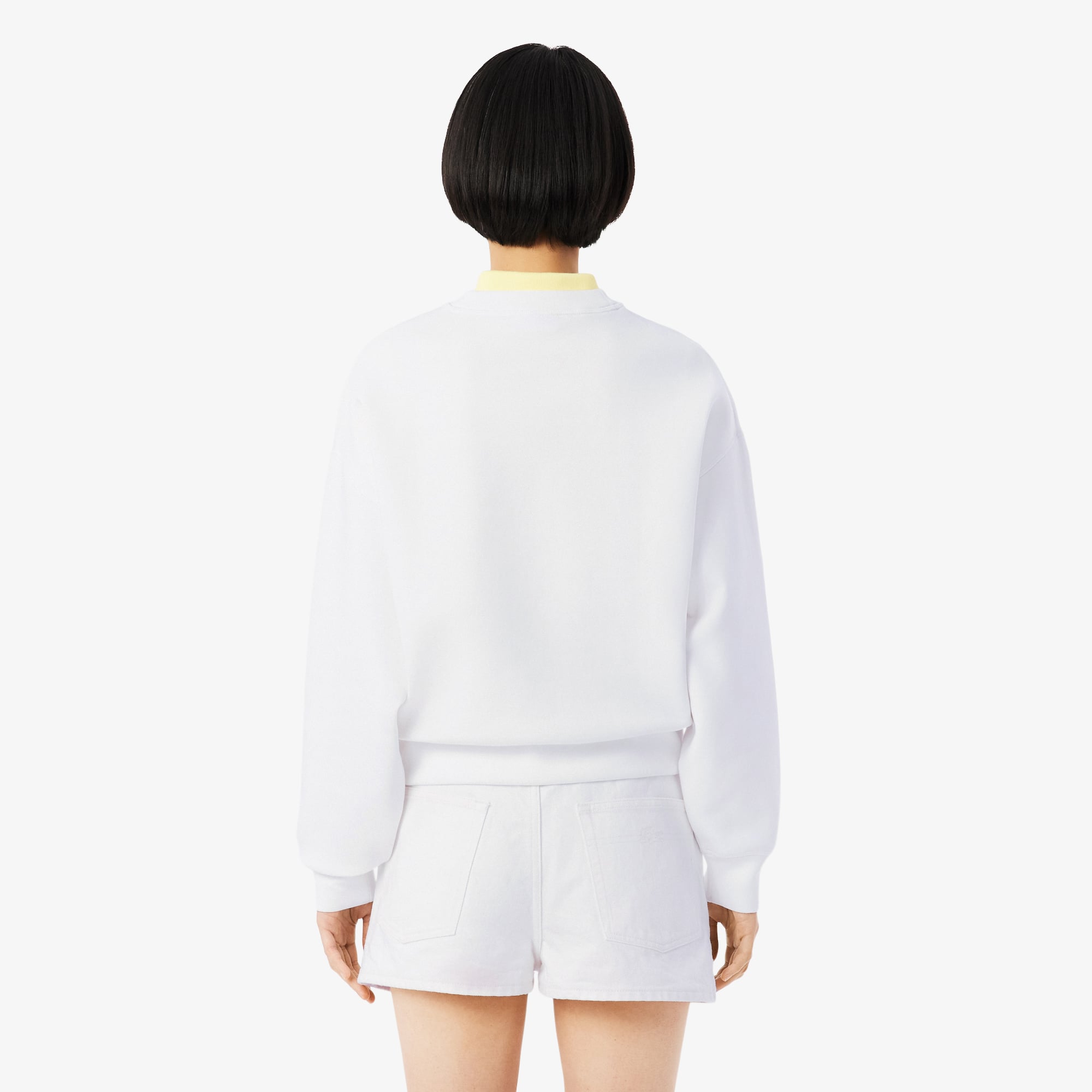 Lacoste Kadın Oversize Fit Bisiklet Yaka Beyaz Sweatshirt görsel 3