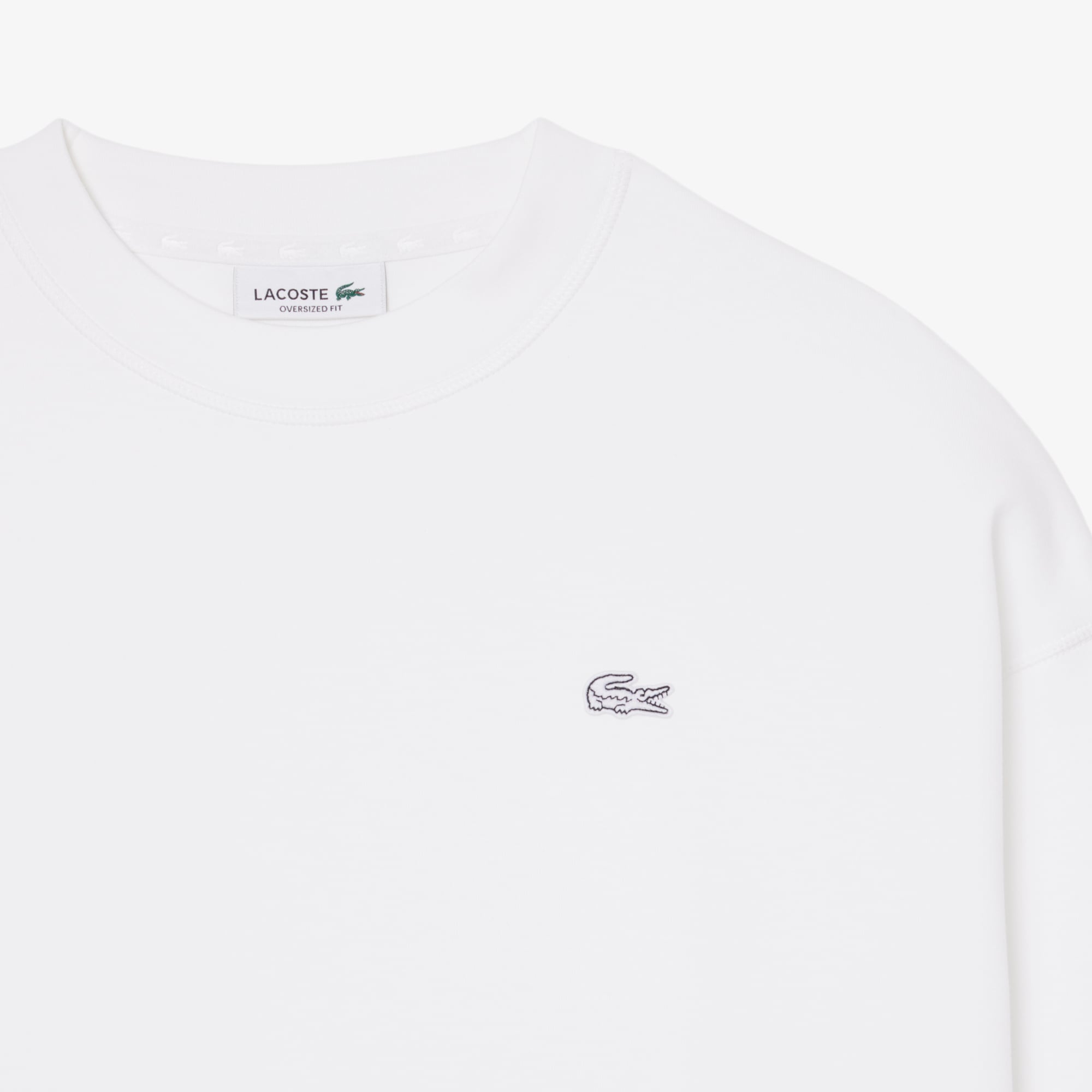 Lacoste Kadın Oversize Fit Bisiklet Yaka Beyaz Sweatshirt görsel 5