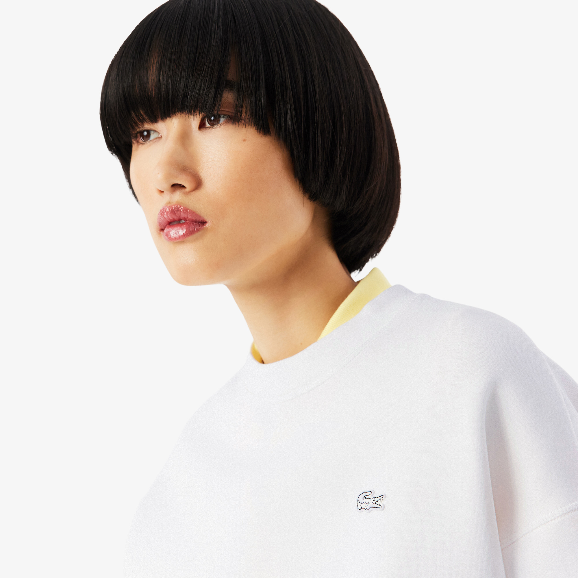 Lacoste Kadın Oversize Fit Bisiklet Yaka Beyaz Sweatshirt görsel 2