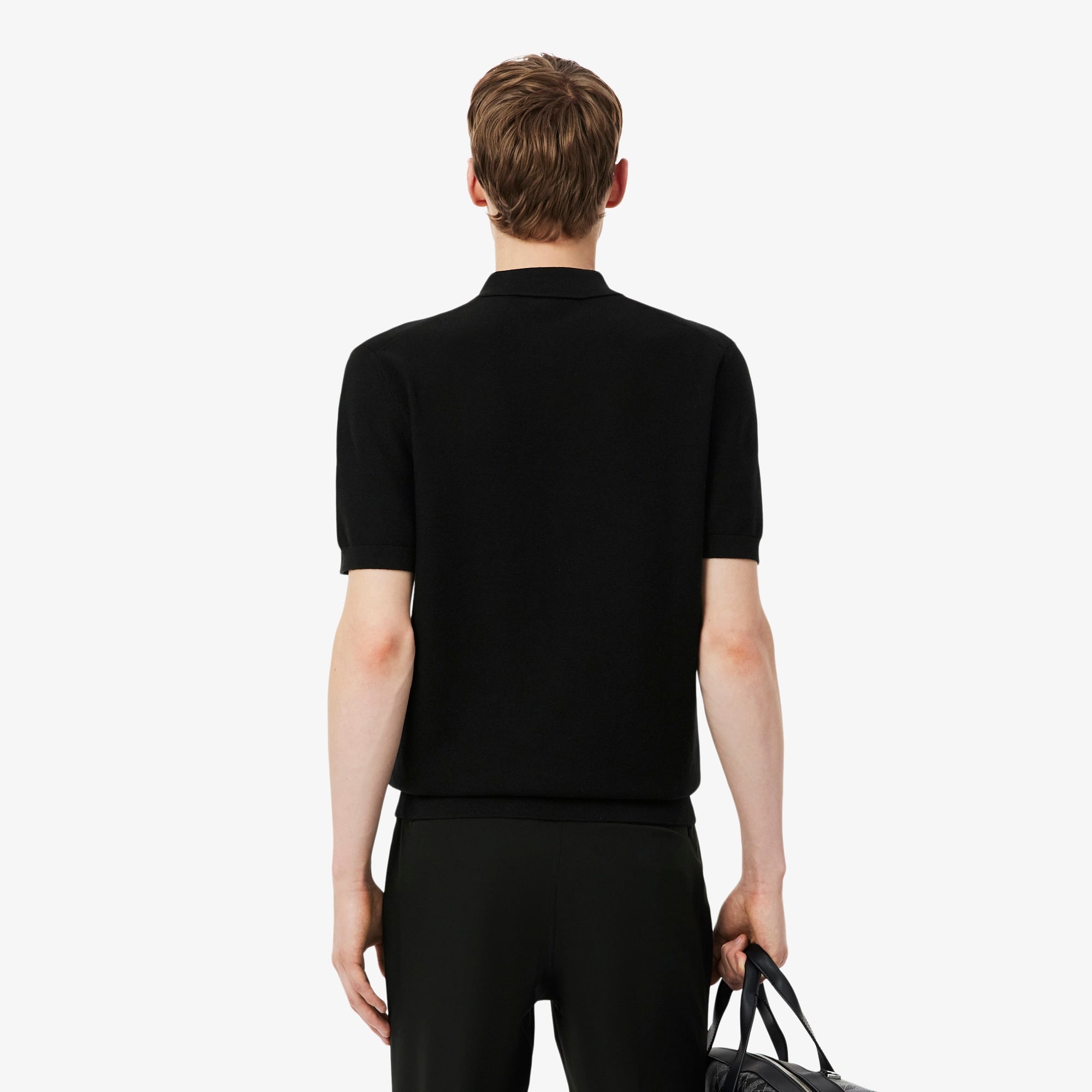 Erkek Classic Fit Kısa Kollu Polo Yaka Siyah Triko