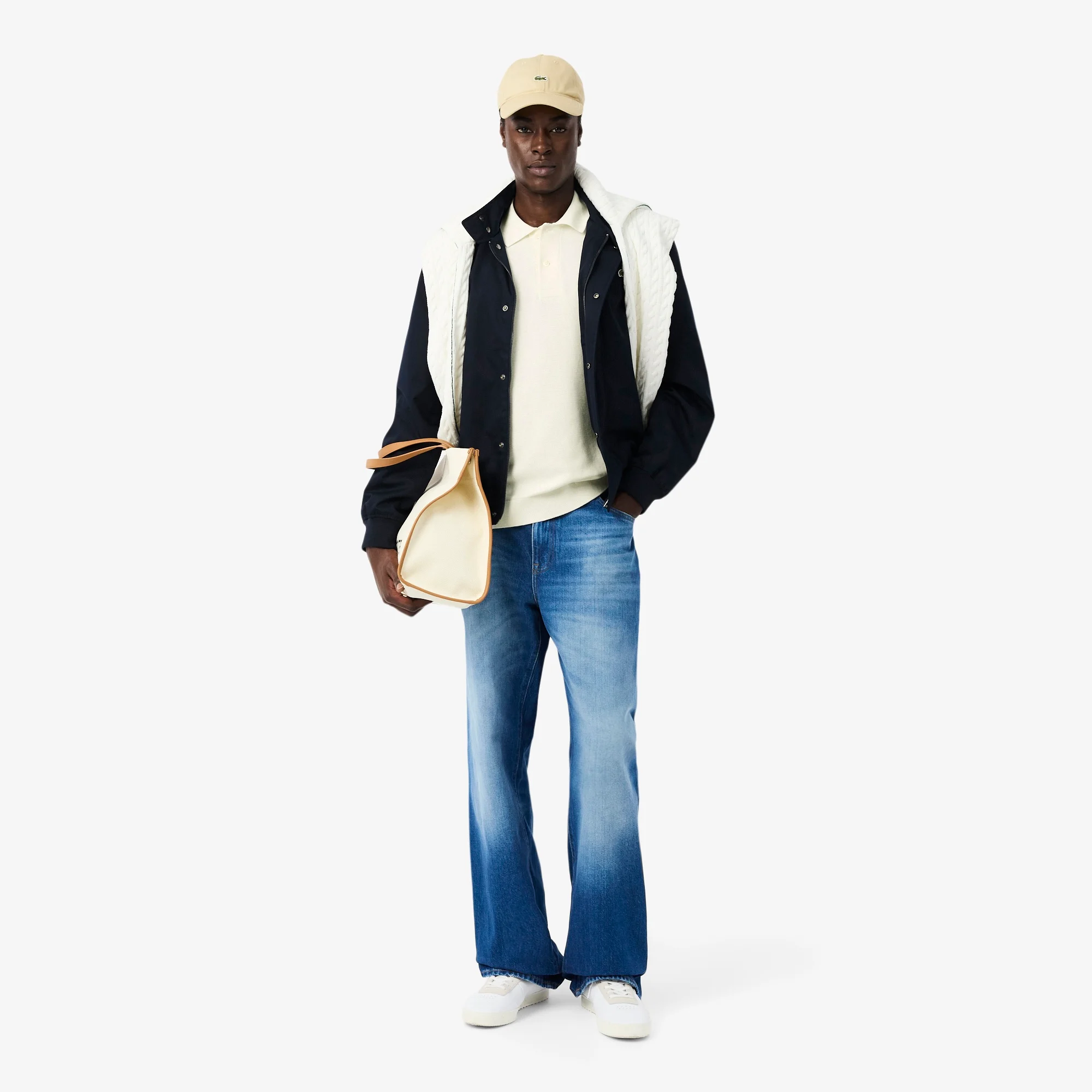 Erkek Classic Fit Kısa Kollu Polo Yaka Krem Triko