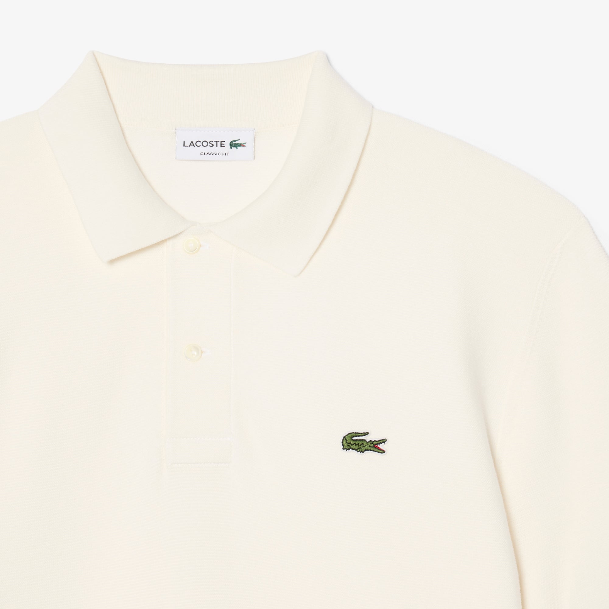 Lacoste Erkek Classic Fit Kısa Kollu Polo Yaka Krem Triko görsel 6