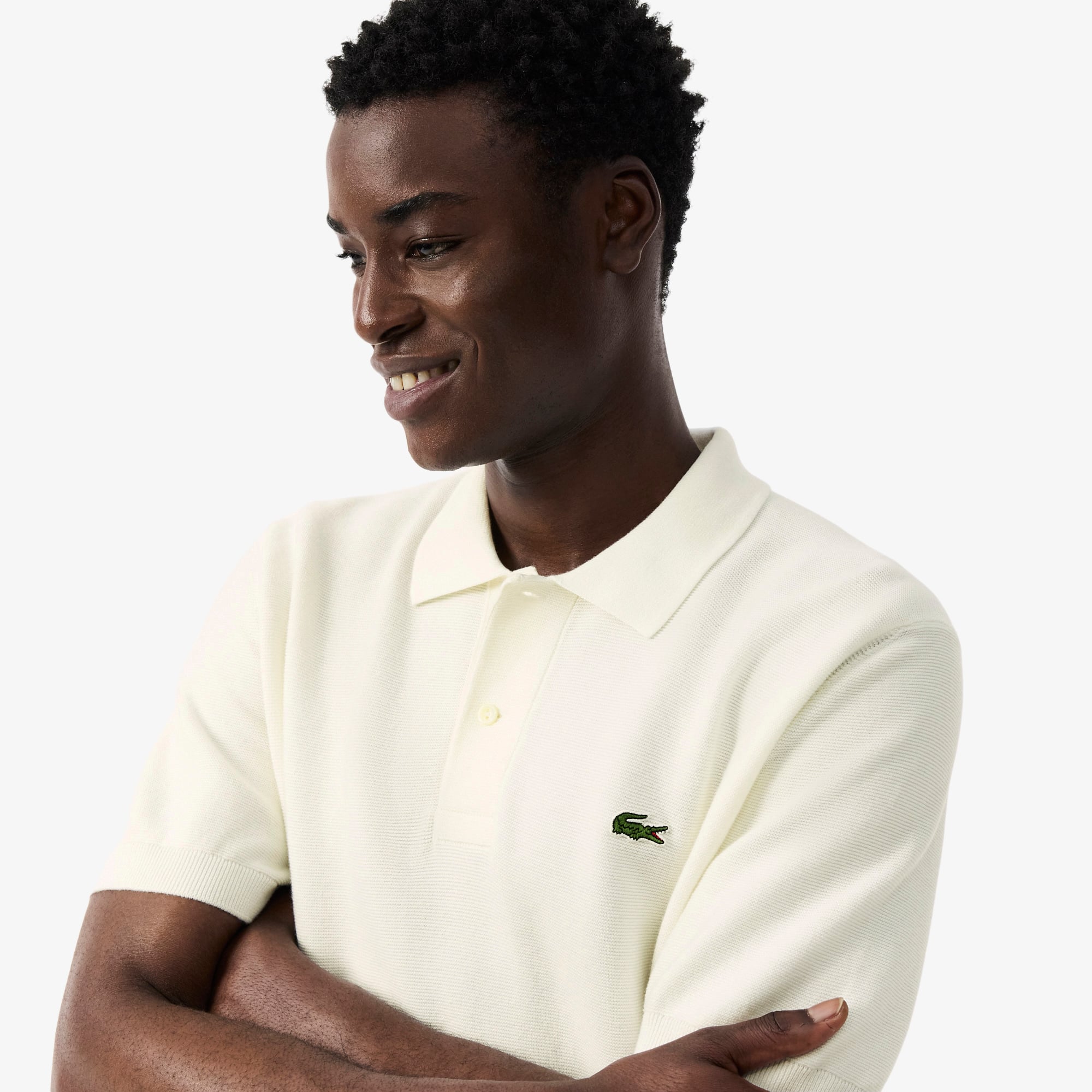 Lacoste Erkek Classic Fit Kısa Kollu Polo Yaka Krem Triko görsel 2