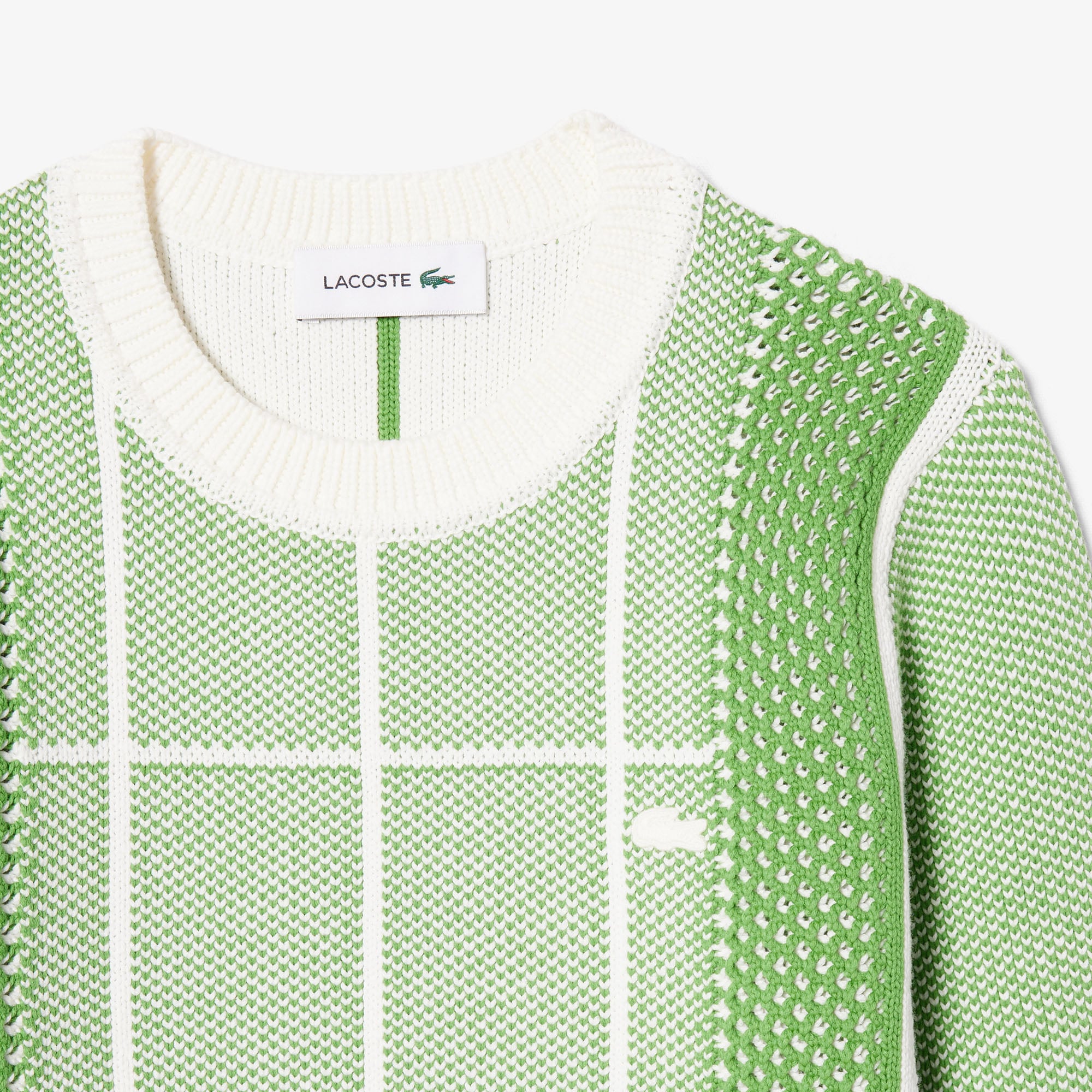 Lacoste Kadın Regular Fit Bisiklet Yaka Desenli Yeşil Kazak görsel 5