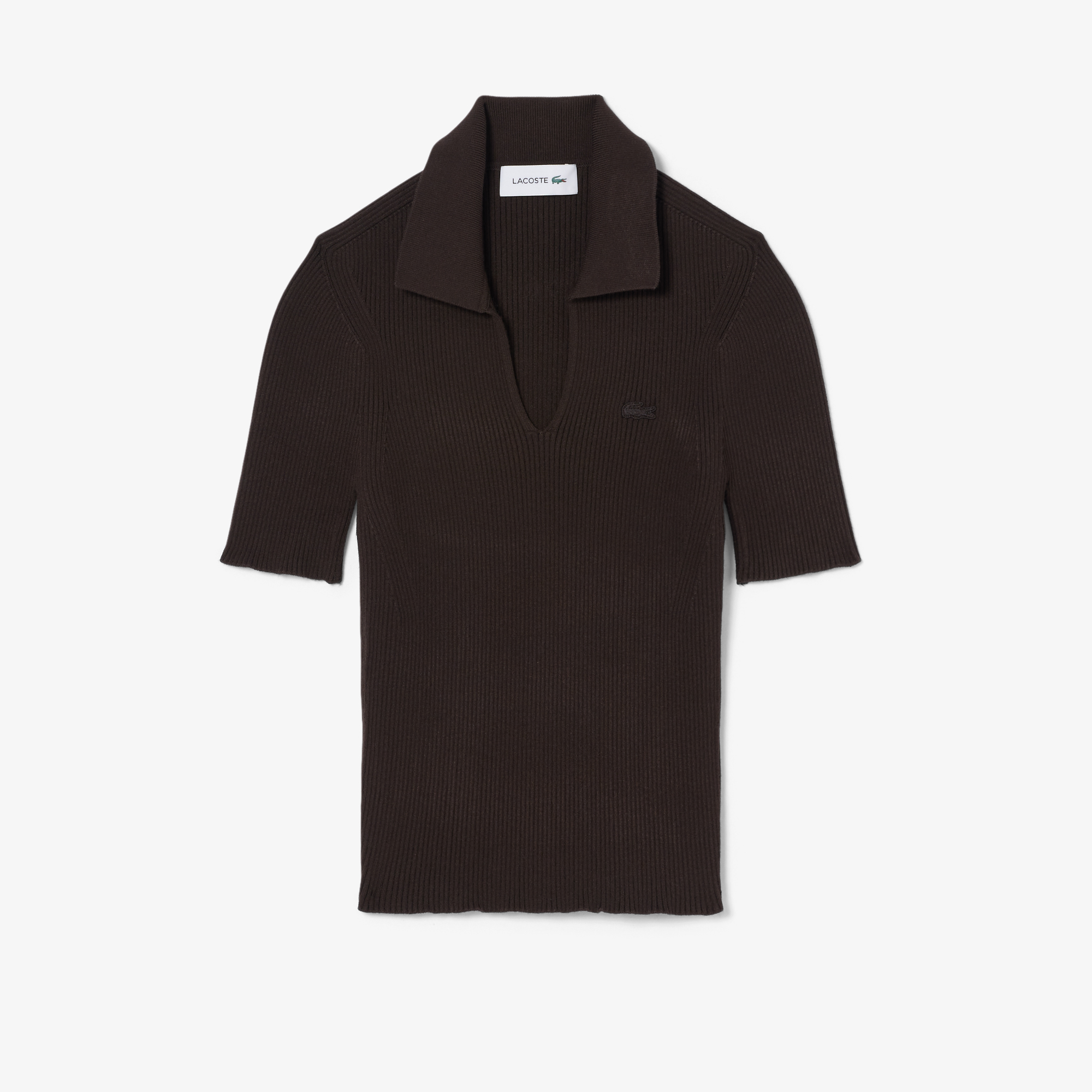Lacoste Kadın Slim Fit Kısa Kollu Polo Yaka Kahverengi Triko görsel 4