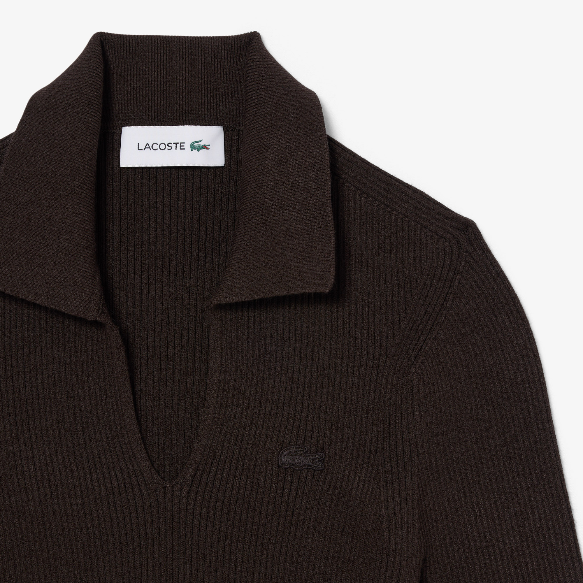 Lacoste Kadın Slim Fit Kısa Kollu Polo Yaka Kahverengi Triko görsel 5