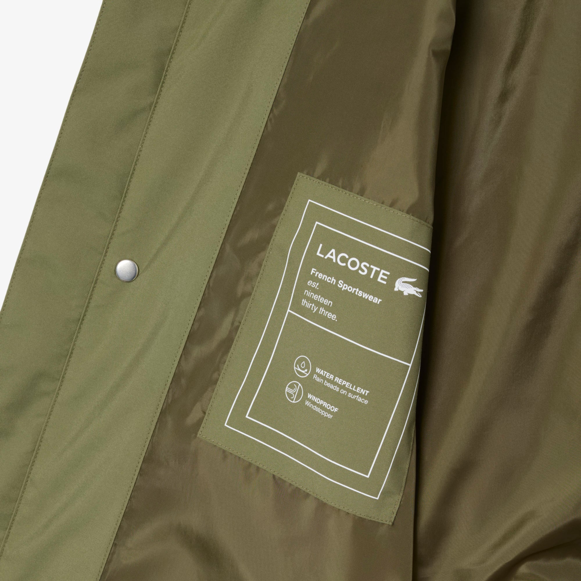 Lacoste Erkek Dik Yaka Yeşil Ceket görsel 8