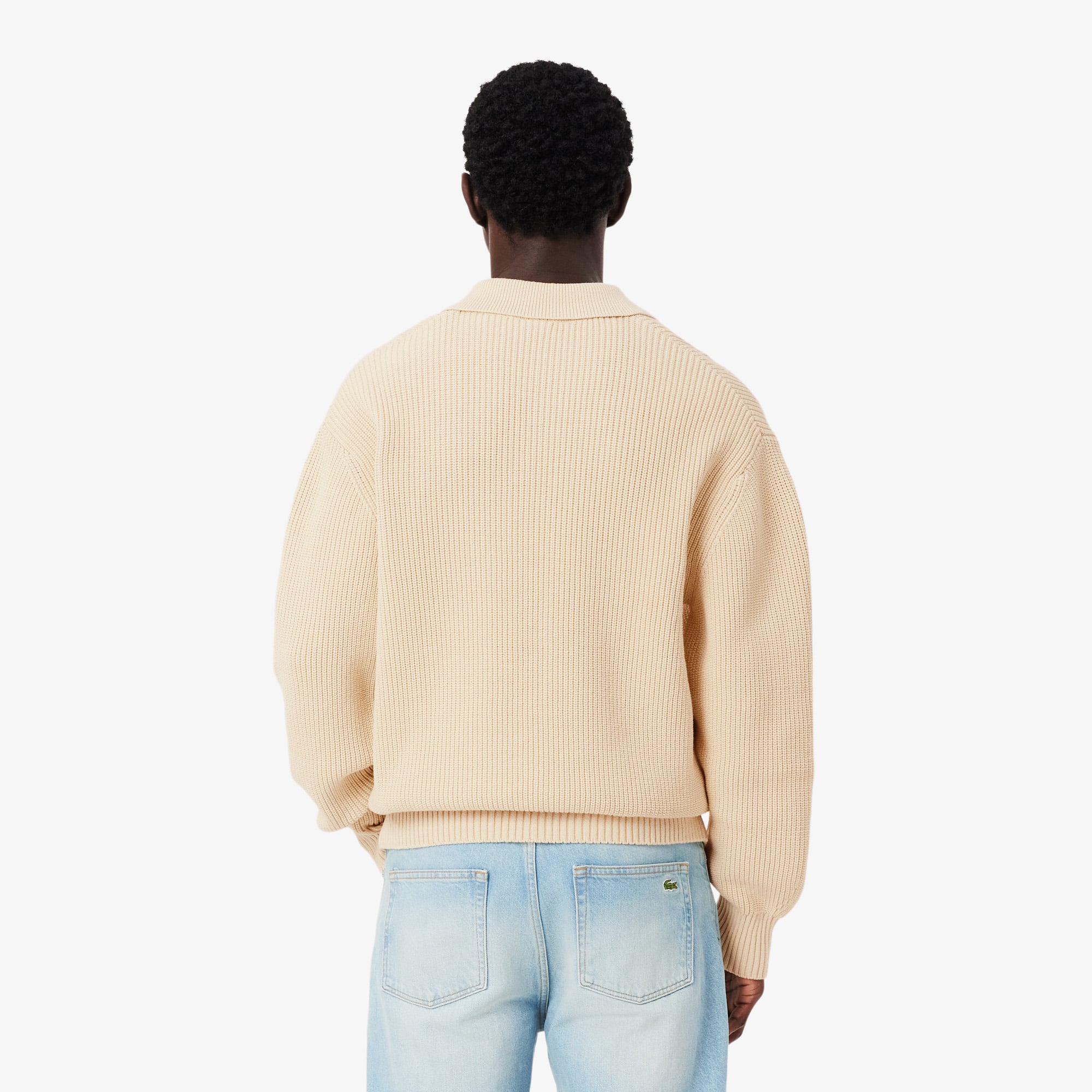 Lacoste Erkek Relaxed Fit Polo Yaka Bej Kazak görsel 3