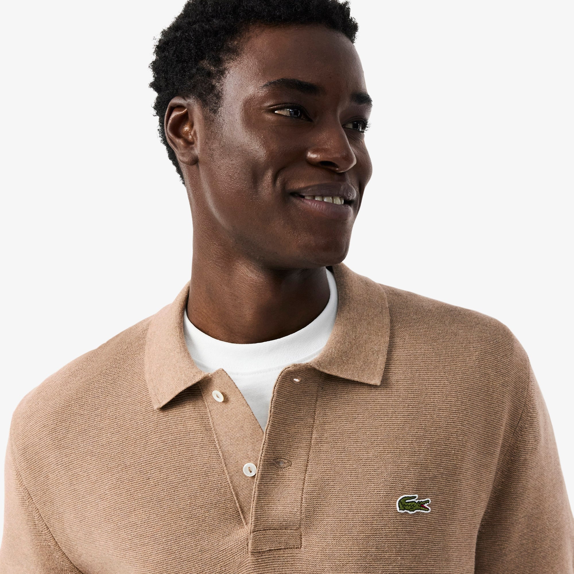 Lacoste Erkek Classic Fit Kısa Kollu Polo Yaka Açık Kahverengi Triko görsel 2
