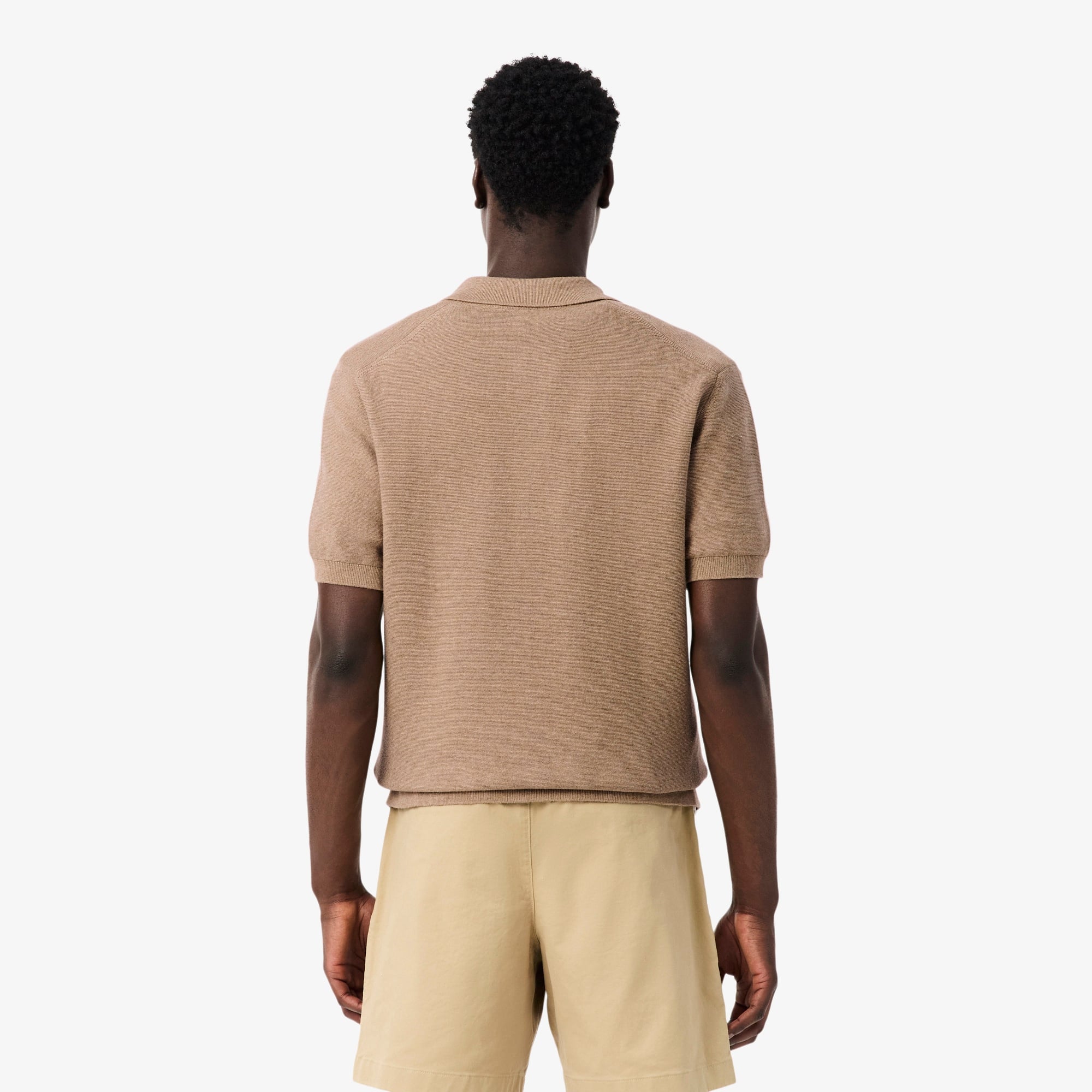 Erkek Classic Fit Kısa Kollu Polo Yaka Açık Kahverengi Triko