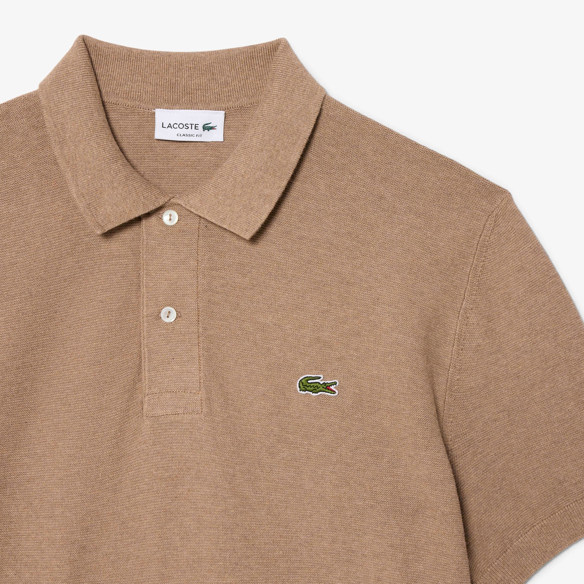 Lacoste Erkek Classic Fit Kısa Kollu Polo Yaka Açık Kahverengi Triko görsel 5