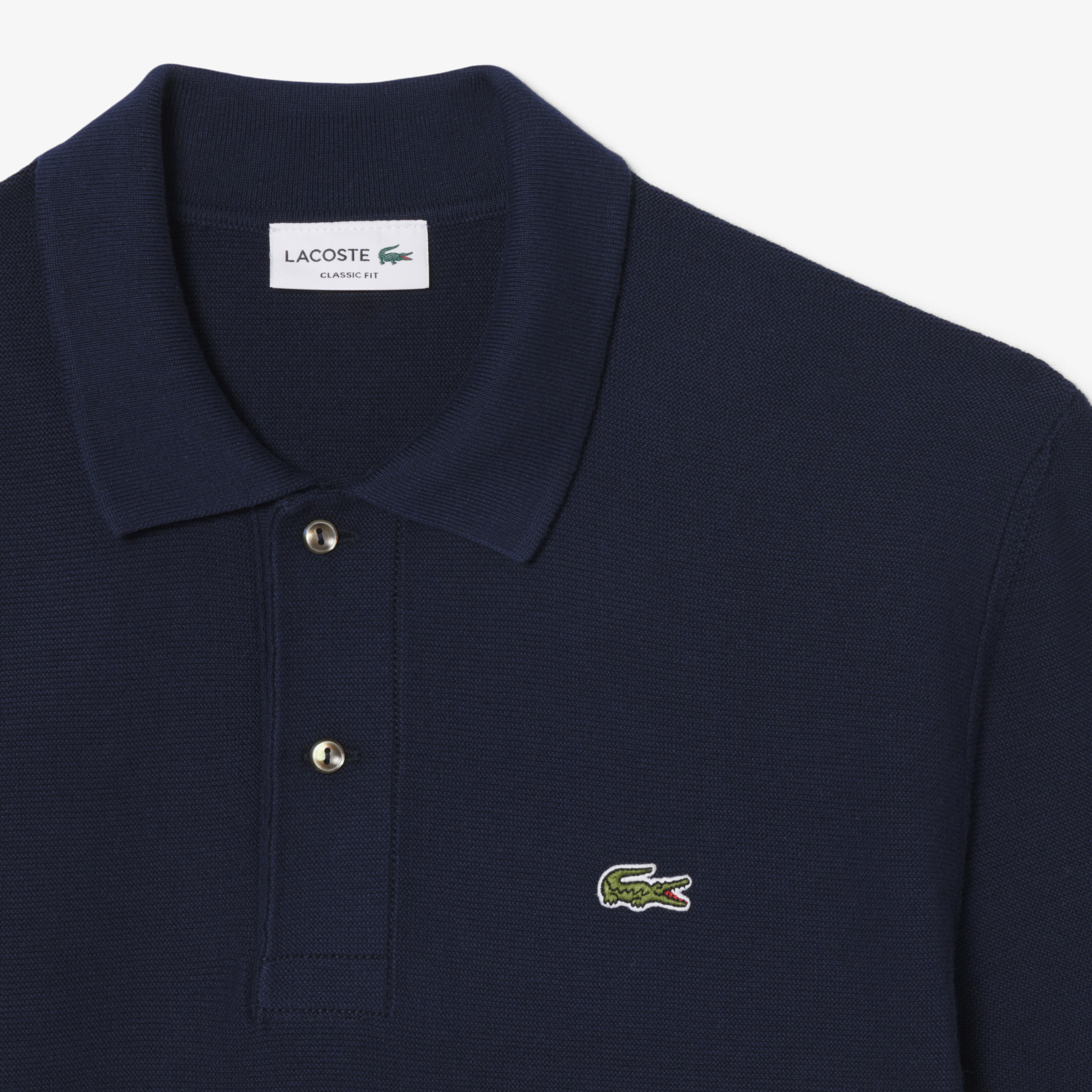 Lacoste Erkek Classic Fit Kısa Kollu Polo Yaka Lacivert Triko görsel 5