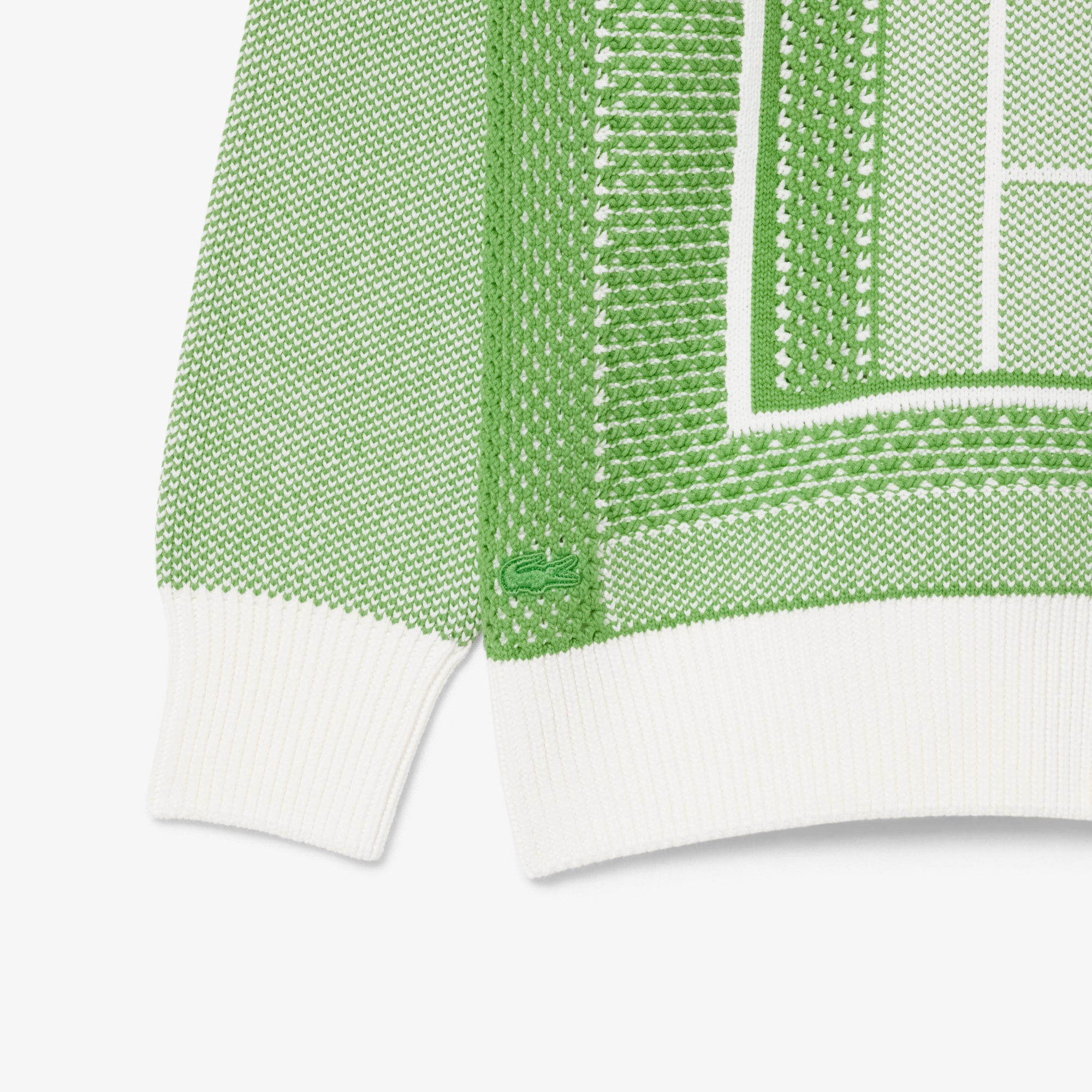 Lacoste Erkek Classic Fit Bisiklet Yaka Desenli Yeşil Kazak görsel 6