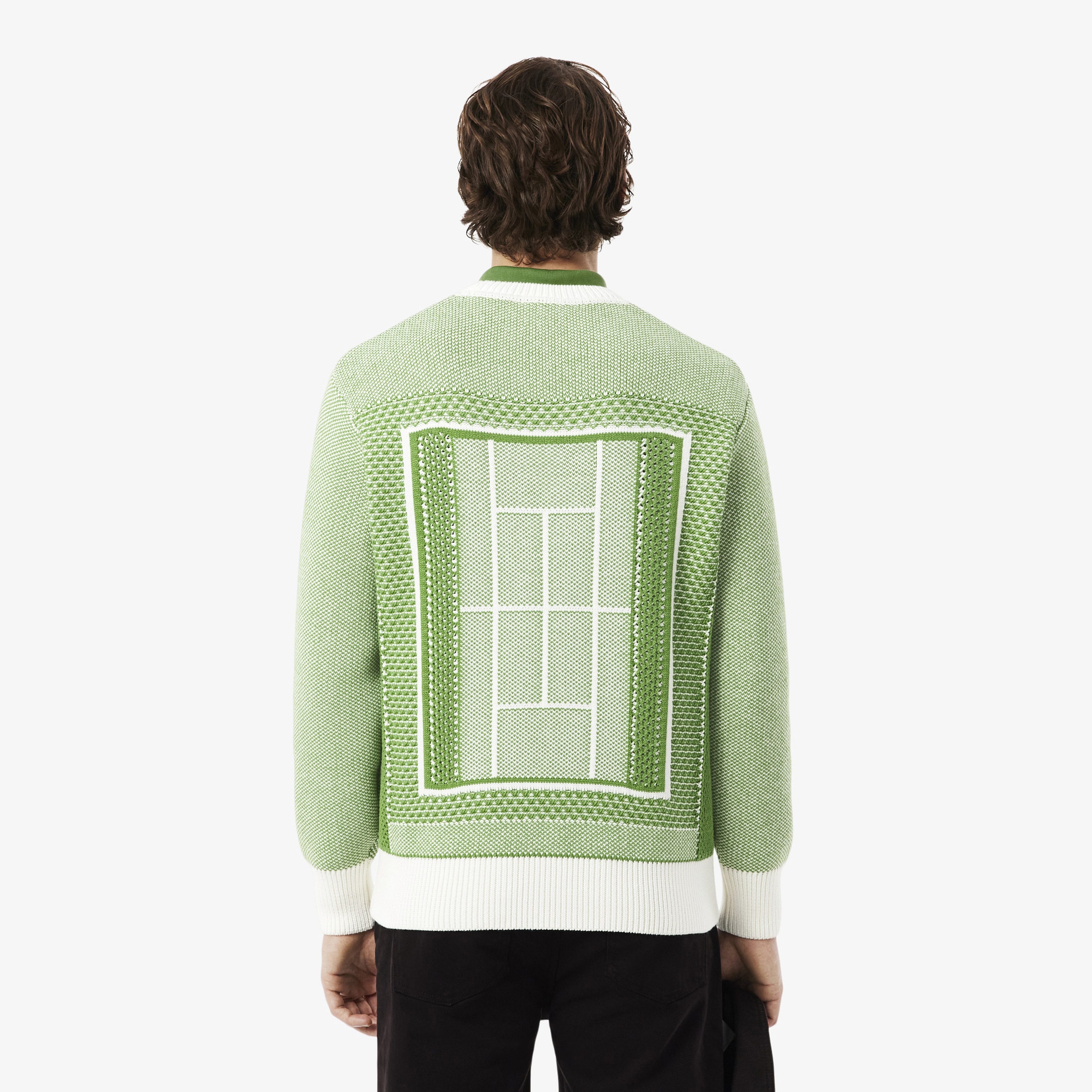 Erkek Classic Fit Bisiklet Yaka Desenli Yeşil Kazak Erkek Classic Fit Bisiklet Yaka Desenli Yeşil Kazak