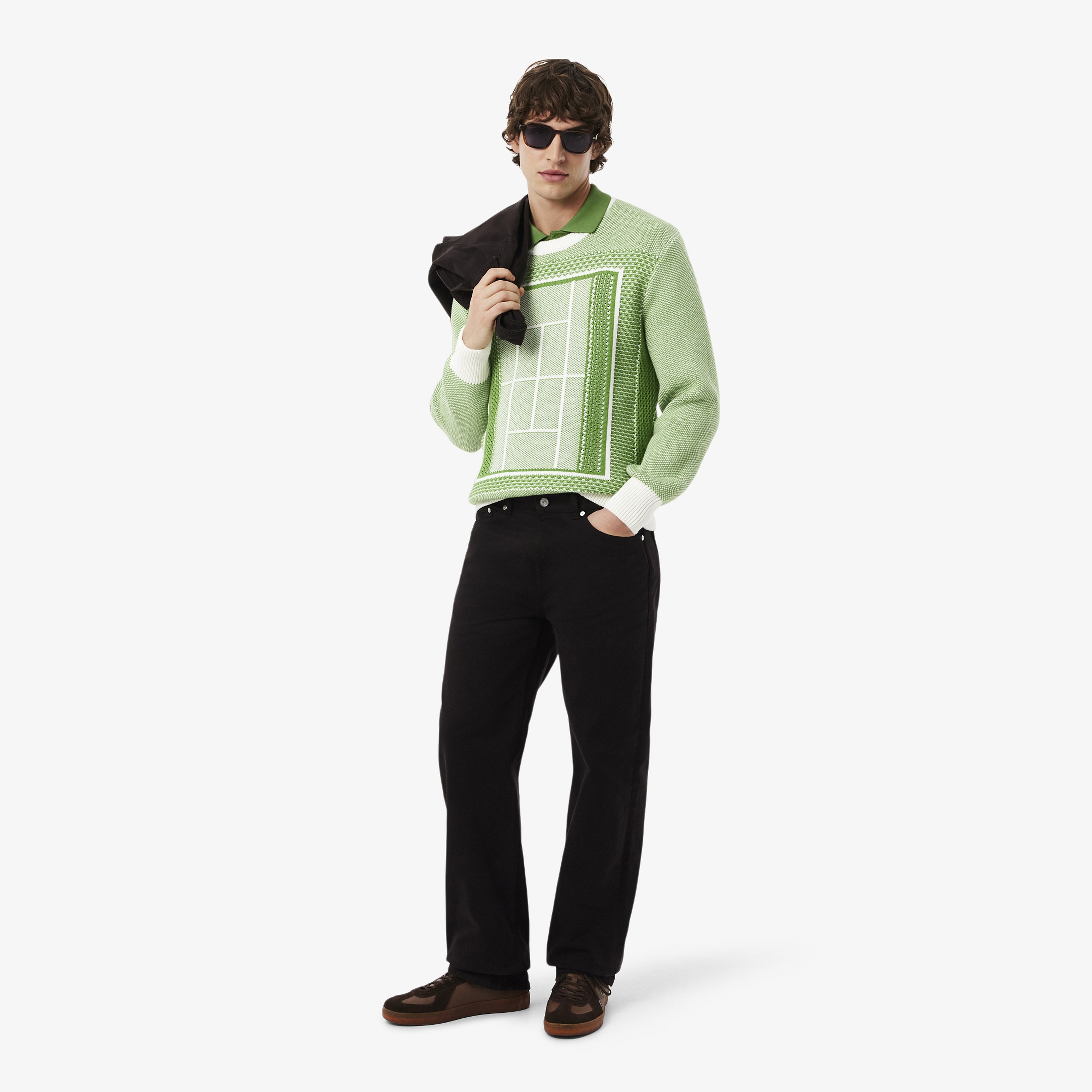 Erkek Classic Fit Bisiklet Yaka Desenli Yeşil Kazak Erkek Classic Fit Bisiklet Yaka Desenli Yeşil Kazak