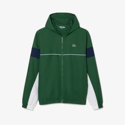 Erkek Regular Fit Kapüşonlu Renk Bloklu Yeşil Ceket Yeşil