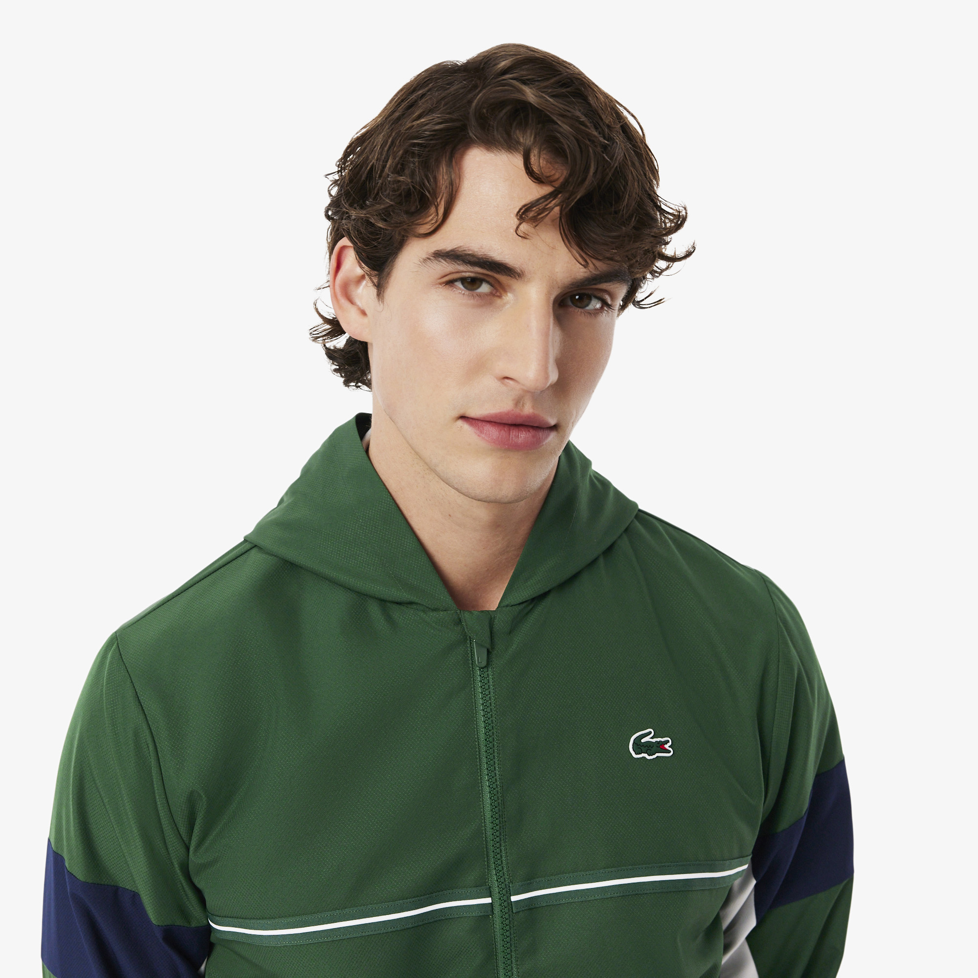 Lacoste Erkek Regular Fit Kapüşonlu Renk Bloklu Yeşil Ceket görsel 2