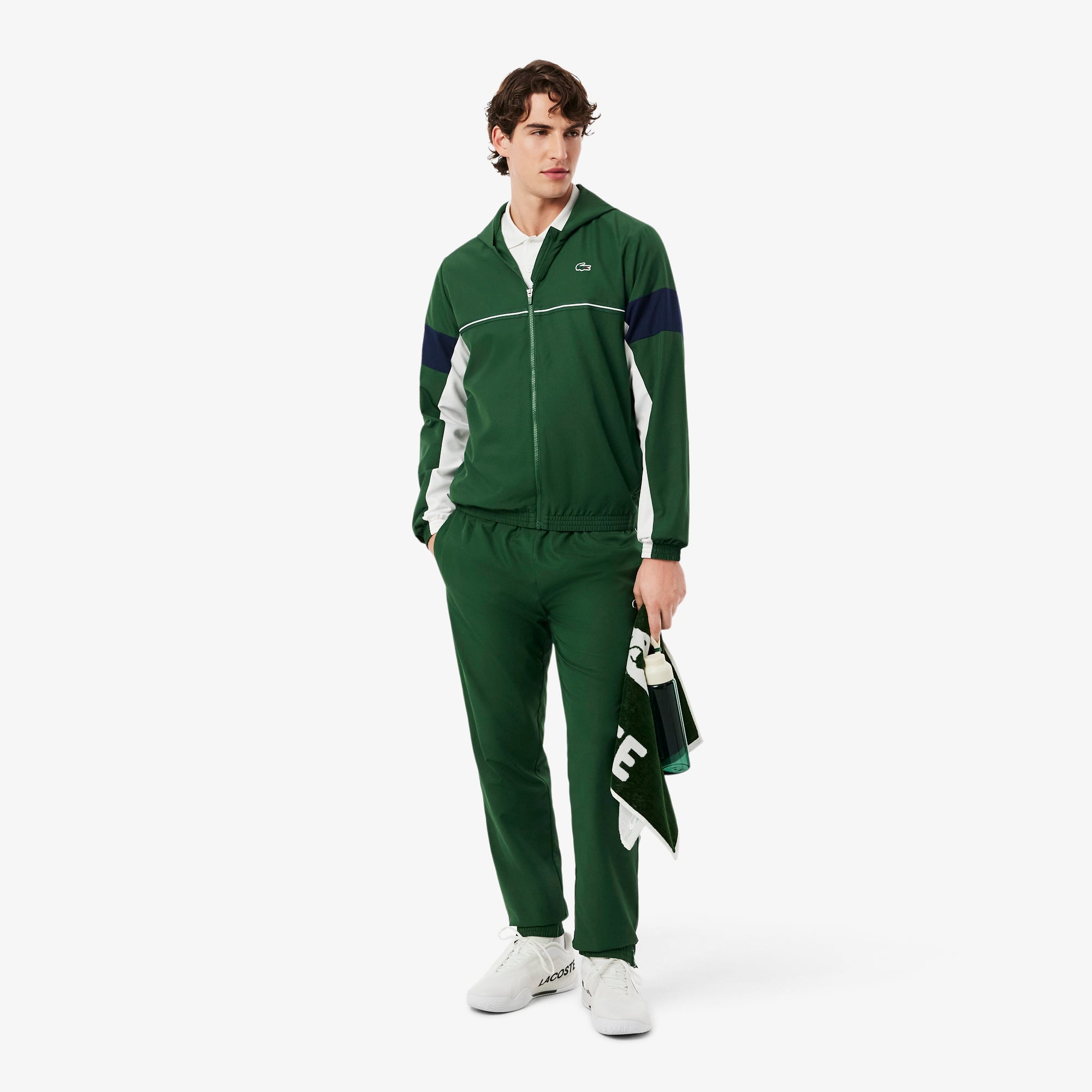 Lacoste Erkek Regular Fit Kapüşonlu Renk Bloklu Yeşil Ceket görsel 8