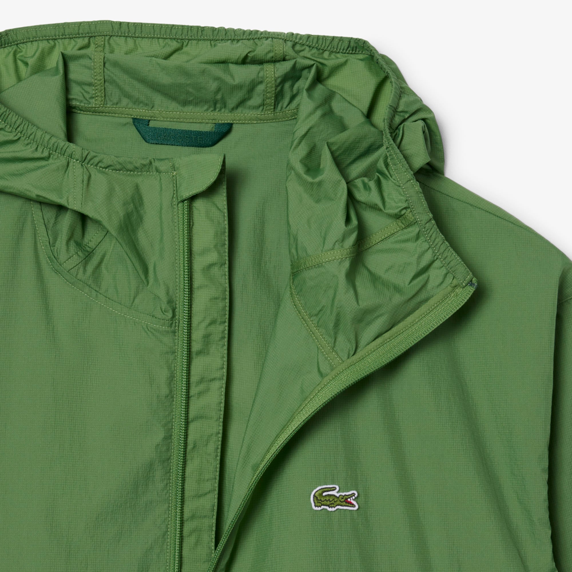 Lacoste Erkek Kapüşonlu Yeşil Yağmurluk görsel 5