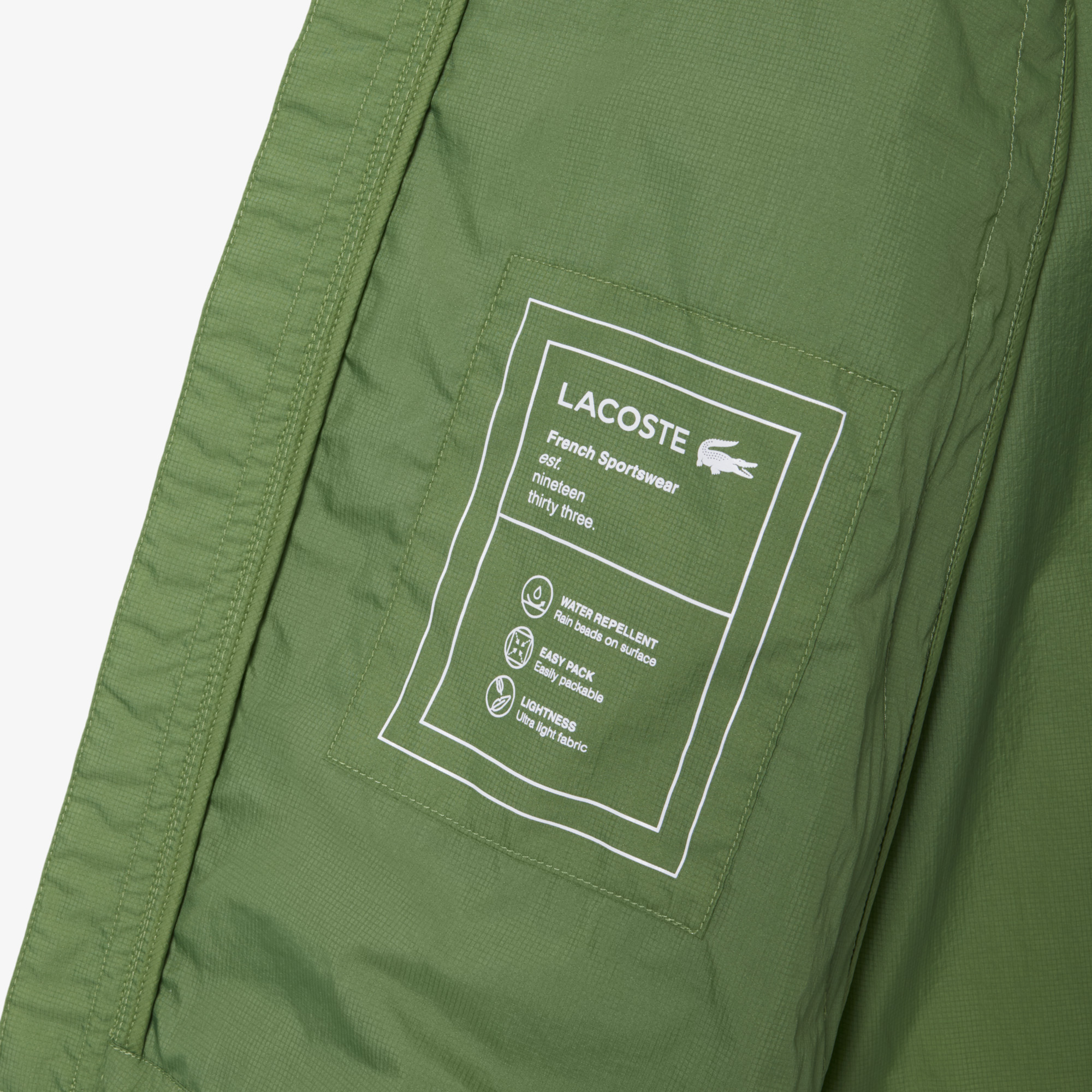 Lacoste Erkek Kapüşonlu Yeşil Yağmurluk görsel 8