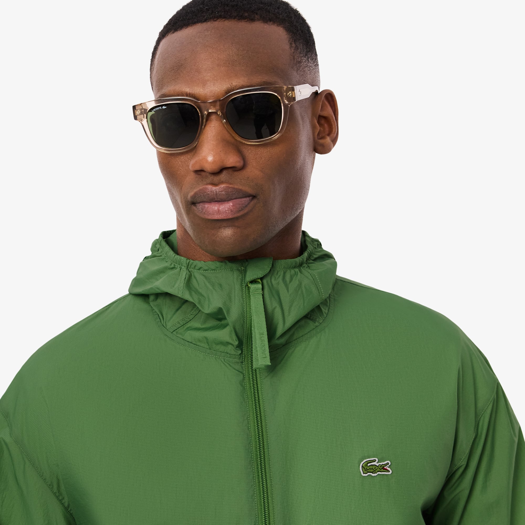Lacoste Erkek Kapüşonlu Yeşil Yağmurluk görsel 2