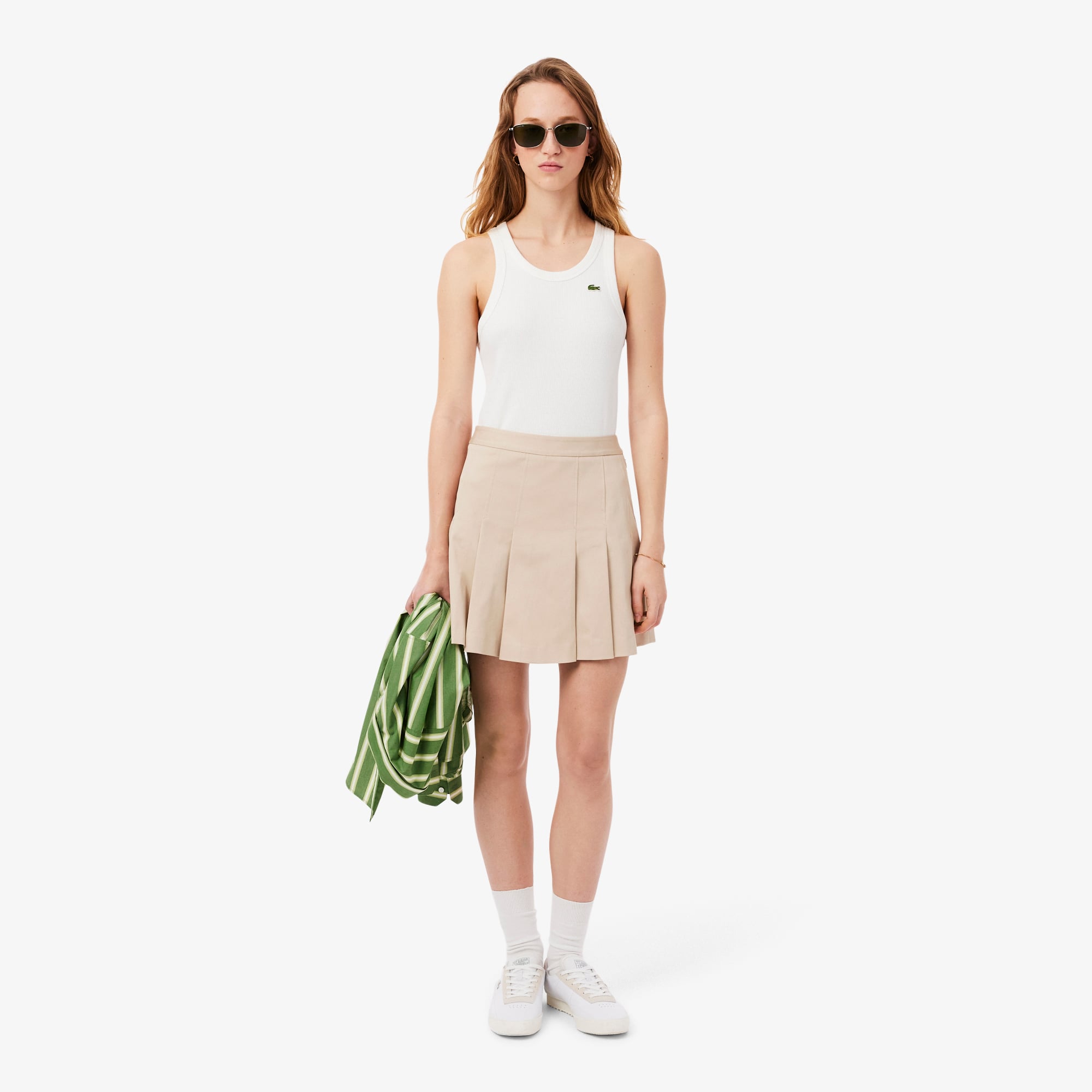 Lacoste Kadın Flare Fit Bej Etek