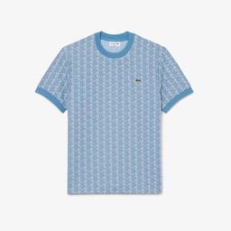 Erkek Classic Fit Bisiklet Yaka Monogram Mavi T-Shirt Mavi