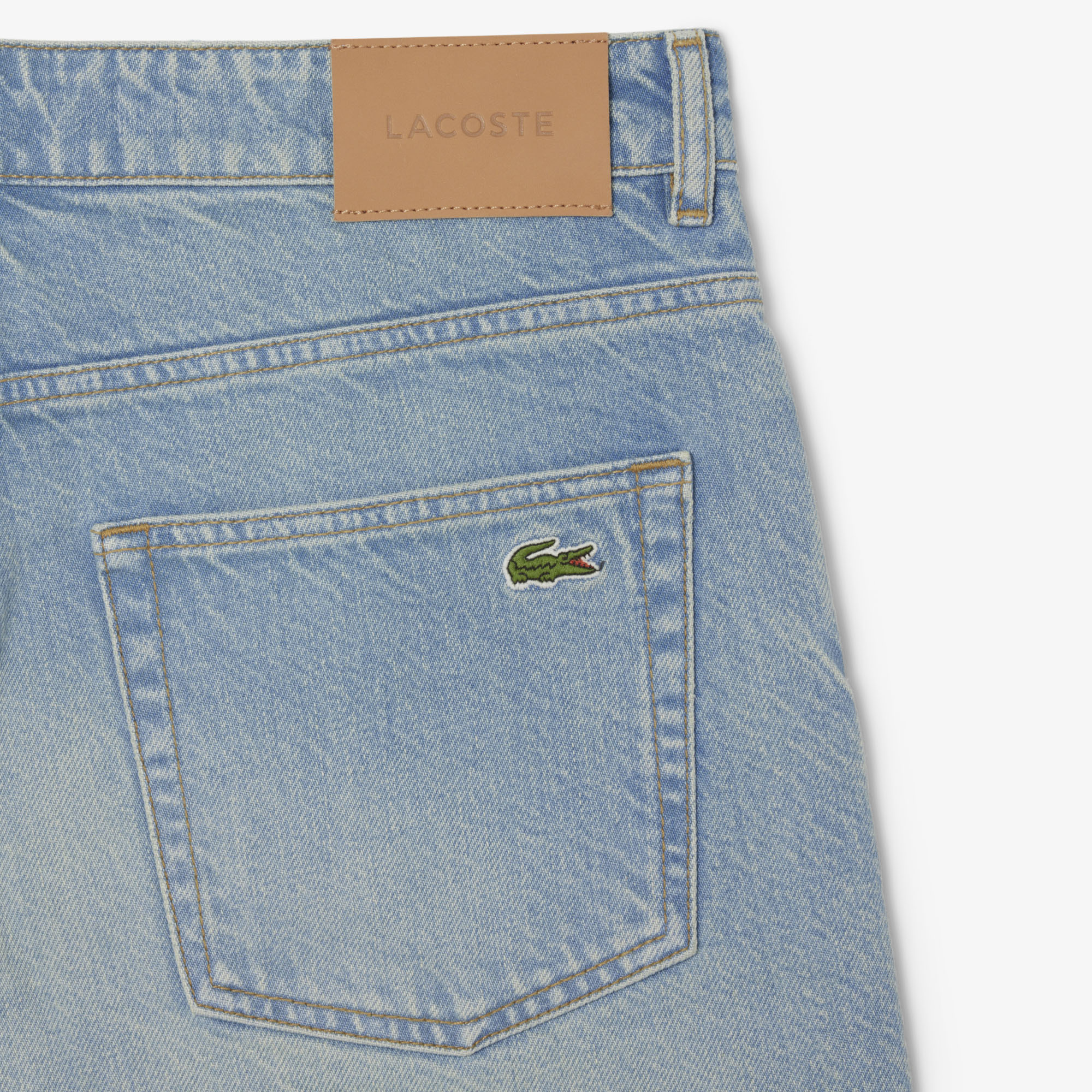 Lacoste Erkek Straight Fit Denim Mavi Bermuda Şort görsel 5
