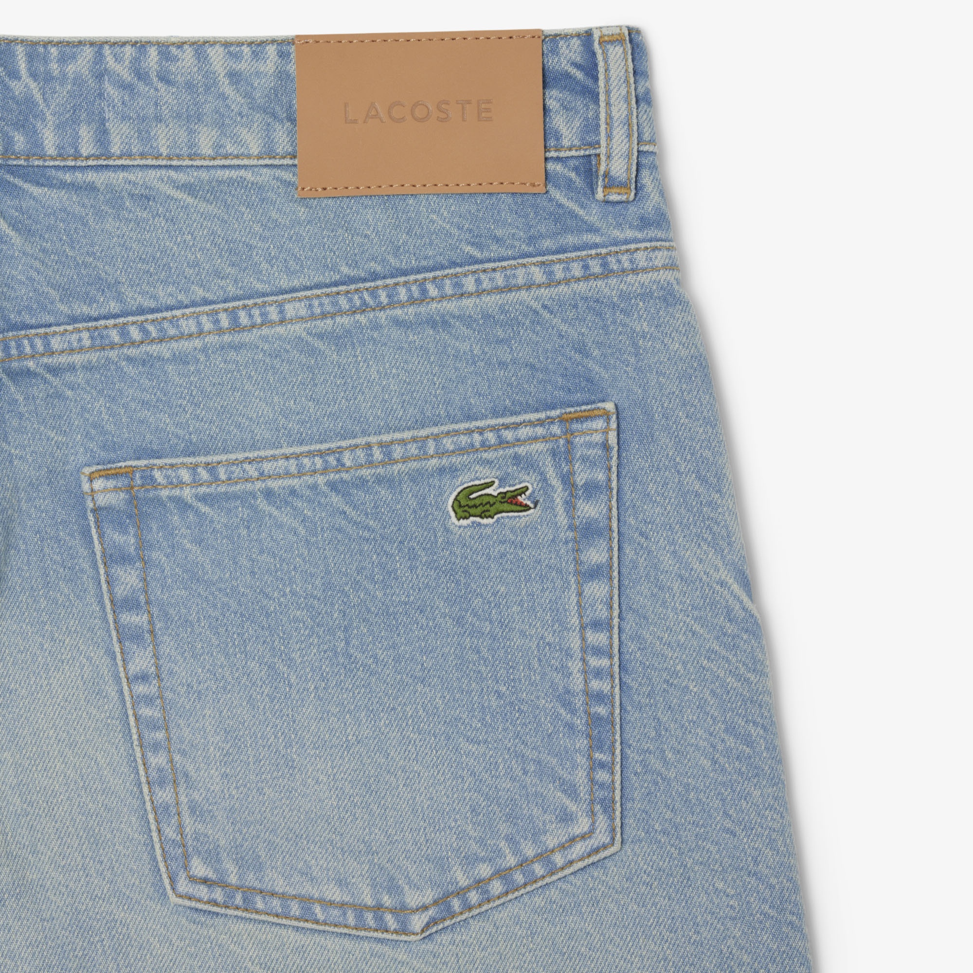 Erkek Straight Fit Organik Pamuk Mavi Bermuda Şort