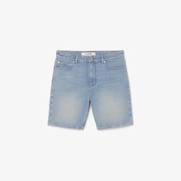 Erkek Straight Fit Denim Mavi Bermuda Şort Mavi