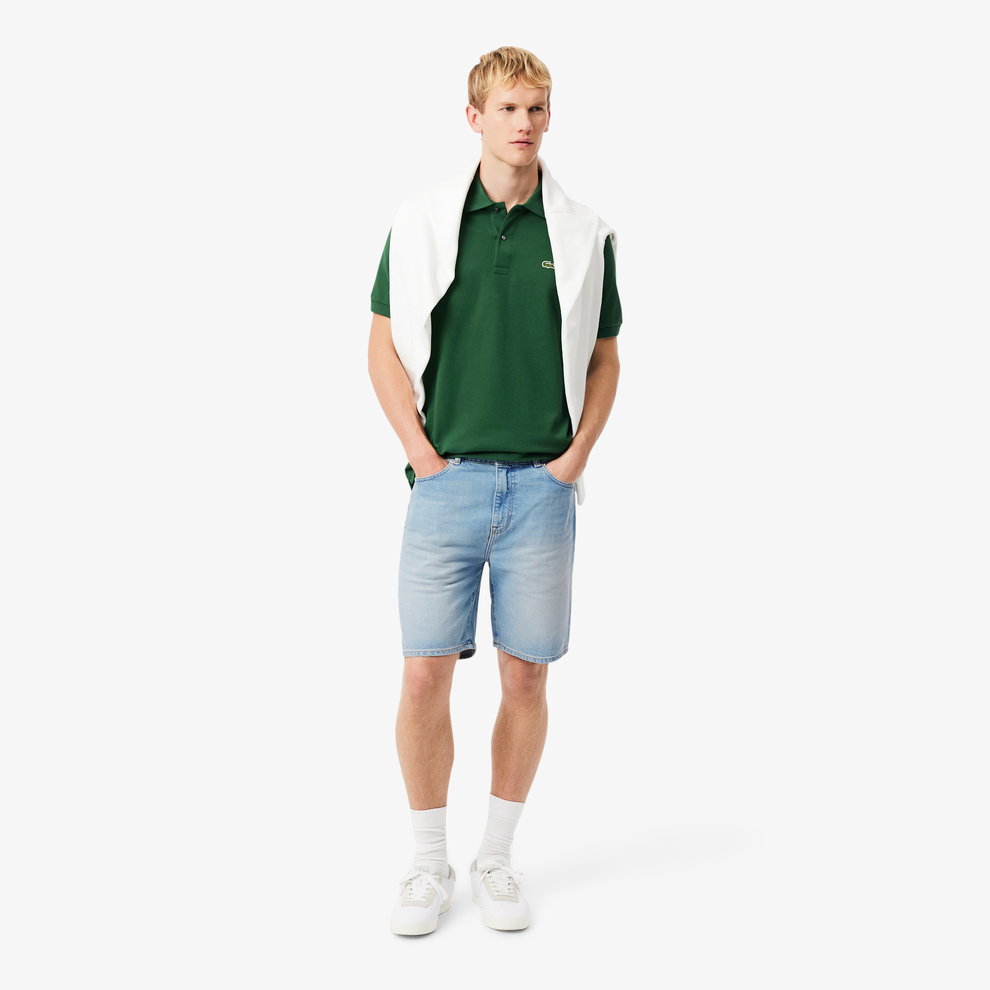 Lacoste Erkek Straight Fit Denim Mavi Bermuda Şort görsel 6