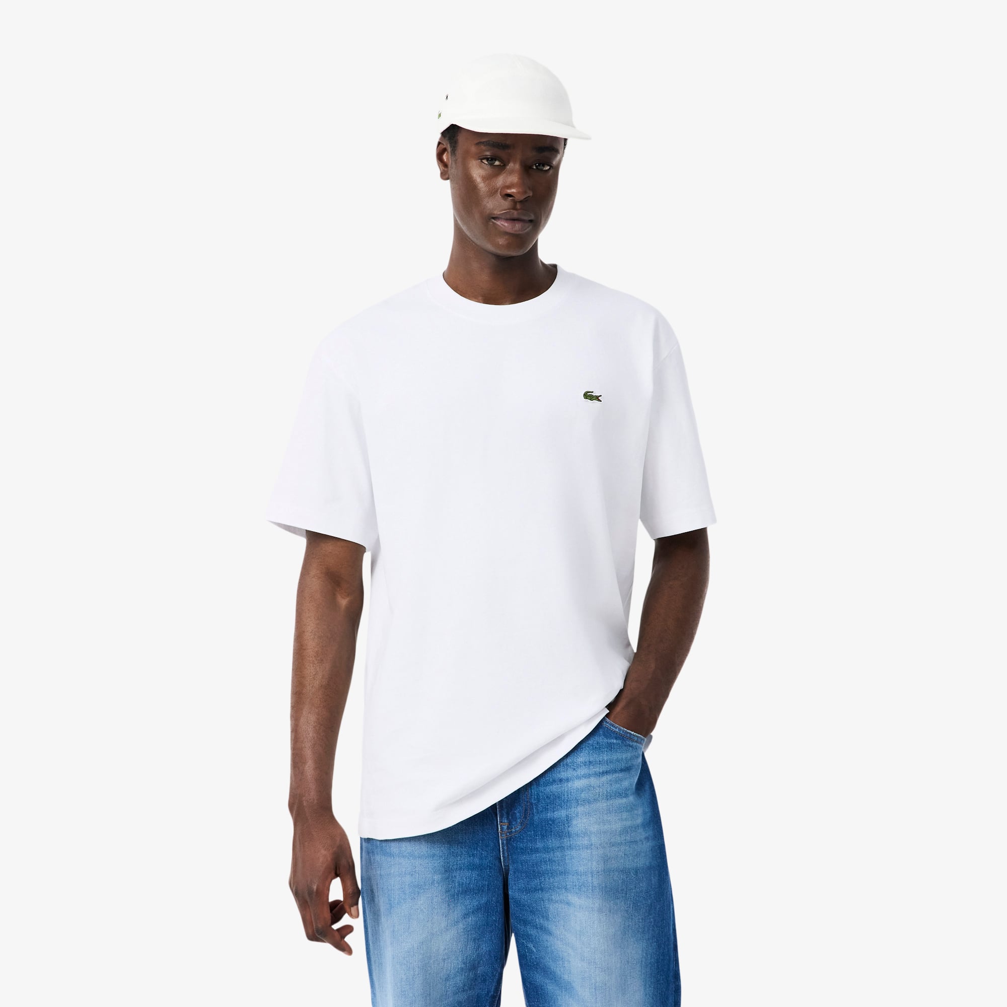Lacoste Erkek Relaxed Fit Bisiklet Yaka Beyaz T-Shirt
