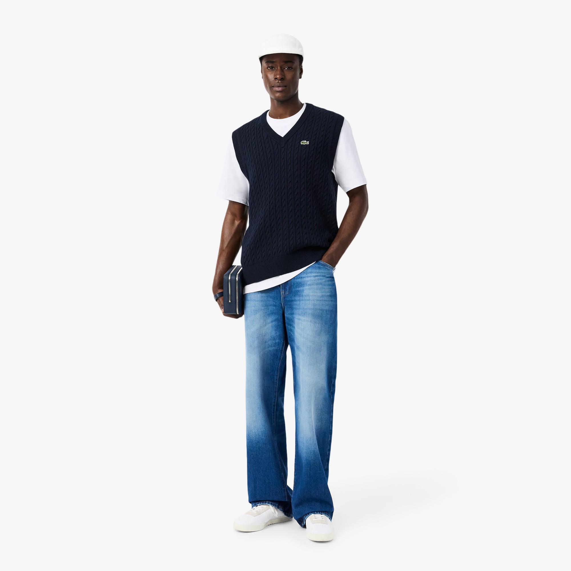 Lacoste Erkek Relaxed Fit Bisiklet Yaka Beyaz T-Shirt görsel 7