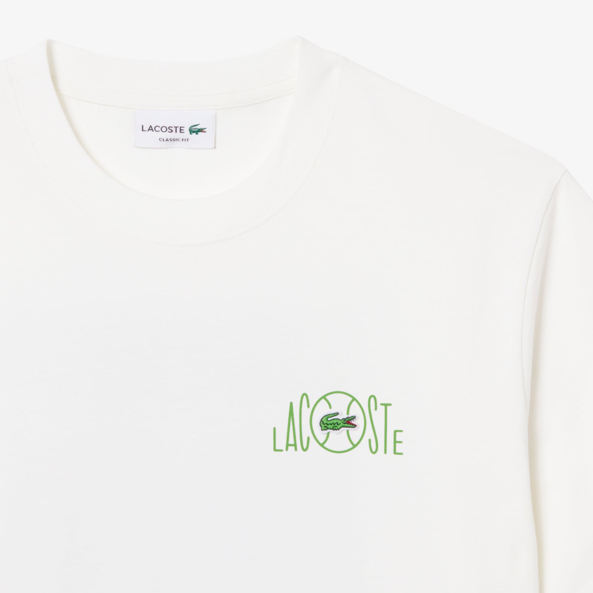 Lacoste Erkek Classic Fit Baskılı Beyaz T-Shirt görsel 5