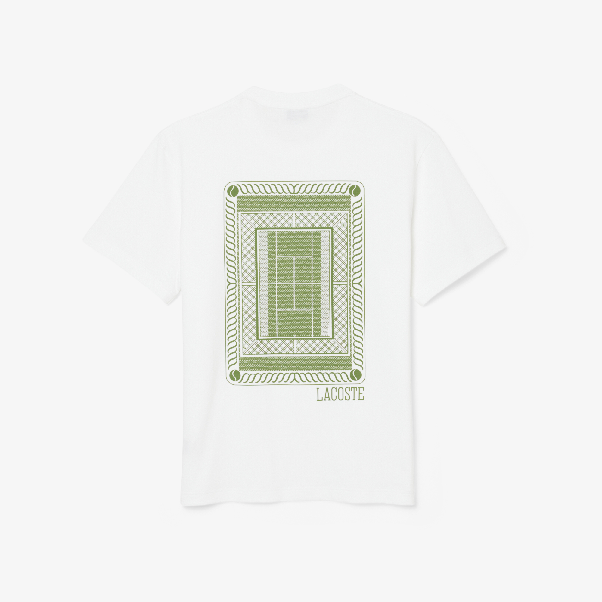 Lacoste Erkek Classic Fit Bisiklet Yaka Baskılı Beyaz T-Shirt görsel 5