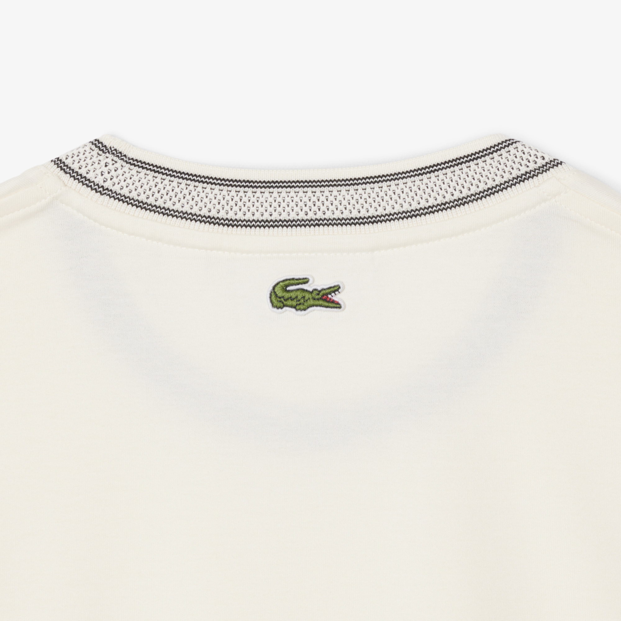 Lacoste Erkek Classic Fit Bisiklet Yaka Krem T-Shirt görsel 7