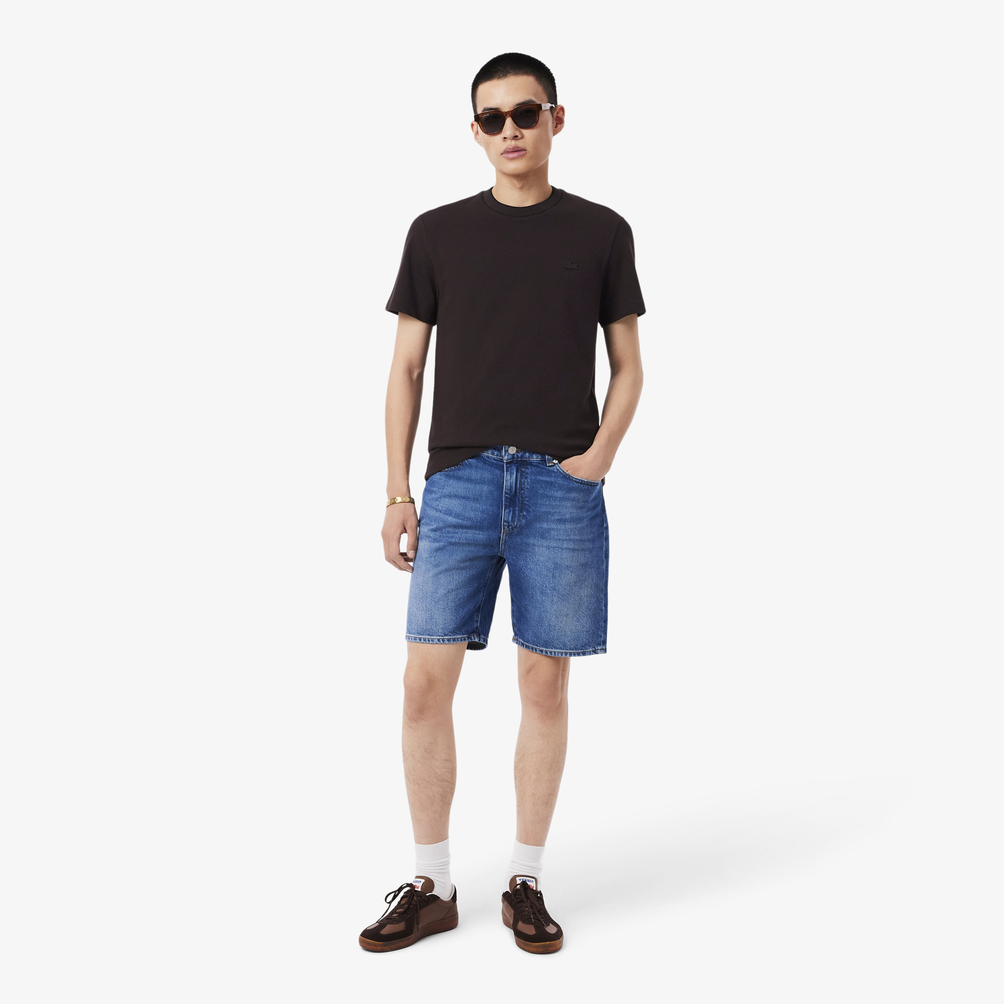 Lacoste Erkek Regular Fit Bisiklet Yaka Kahverengi T-Shirt görsel 7