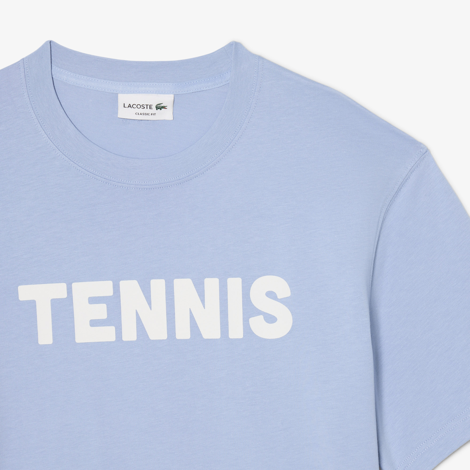 Lacoste Erkek Classic Fit Bisiklet Yaka Baskılı Mavi T-Shirt görsel 6