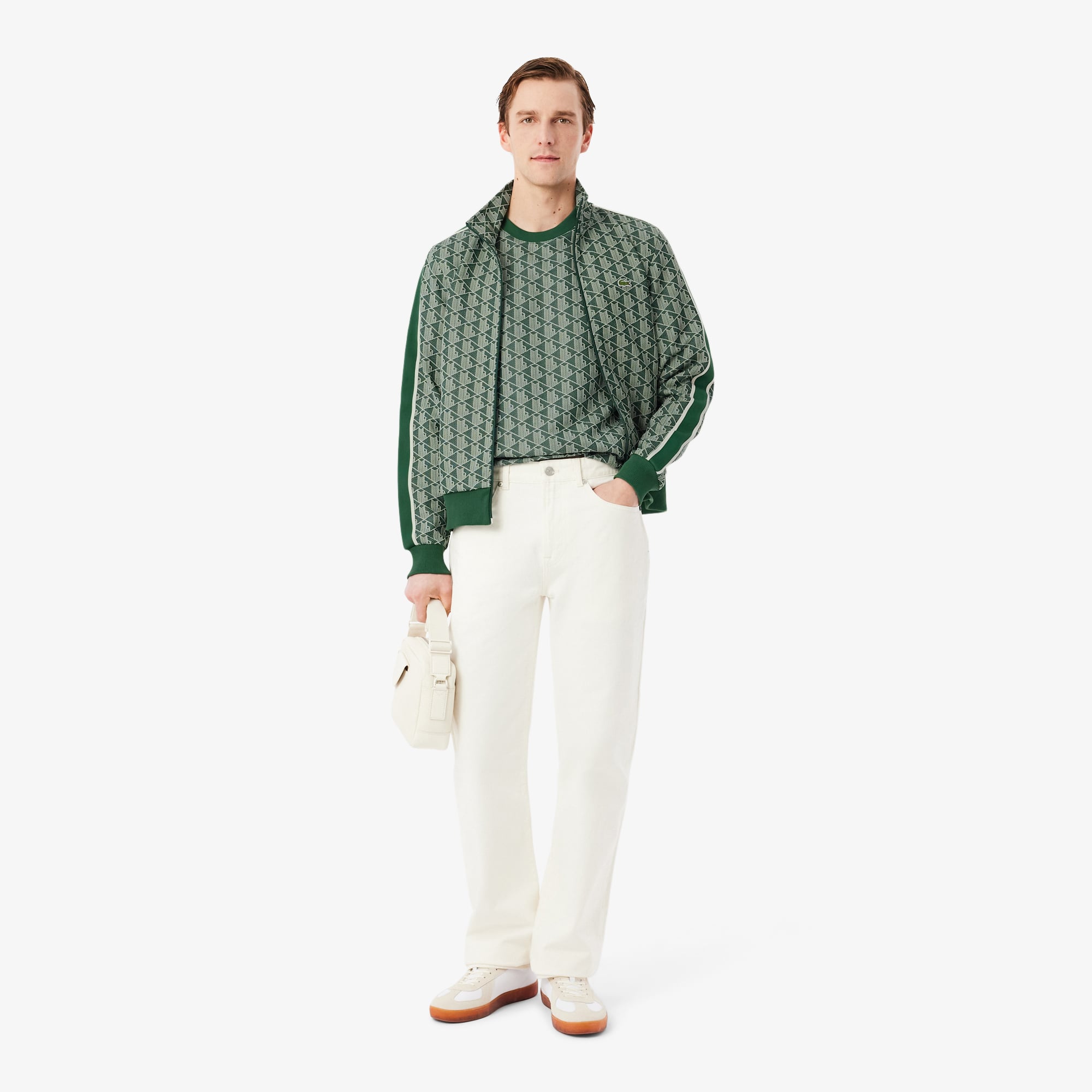 Lacoste Erkek Classic Fit Bisiklet Yaka Monogram Koyu Yeşil T-Shirt görsel 4