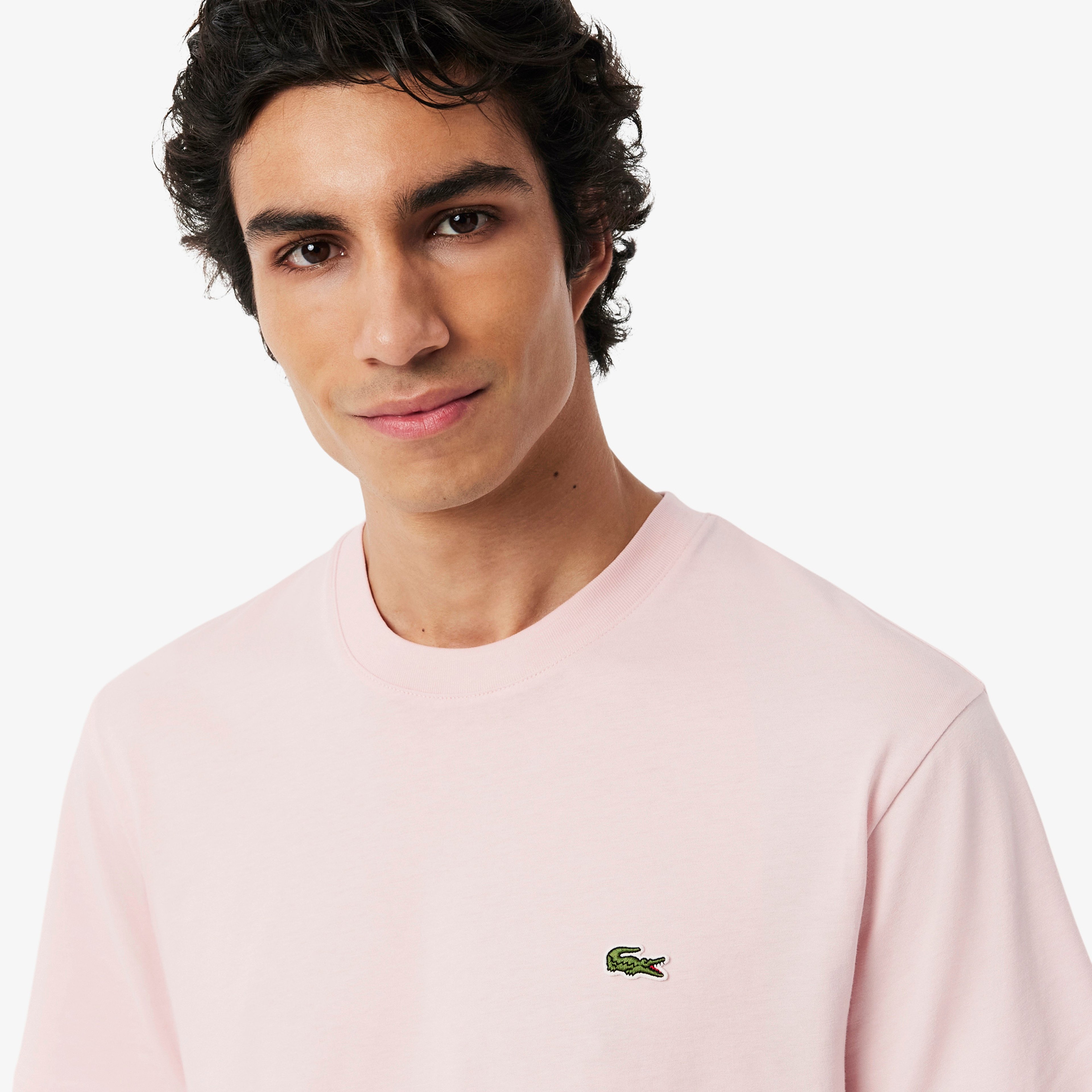 Erkek Classic Fit Bisiklet Yaka Pembe T-Shirt