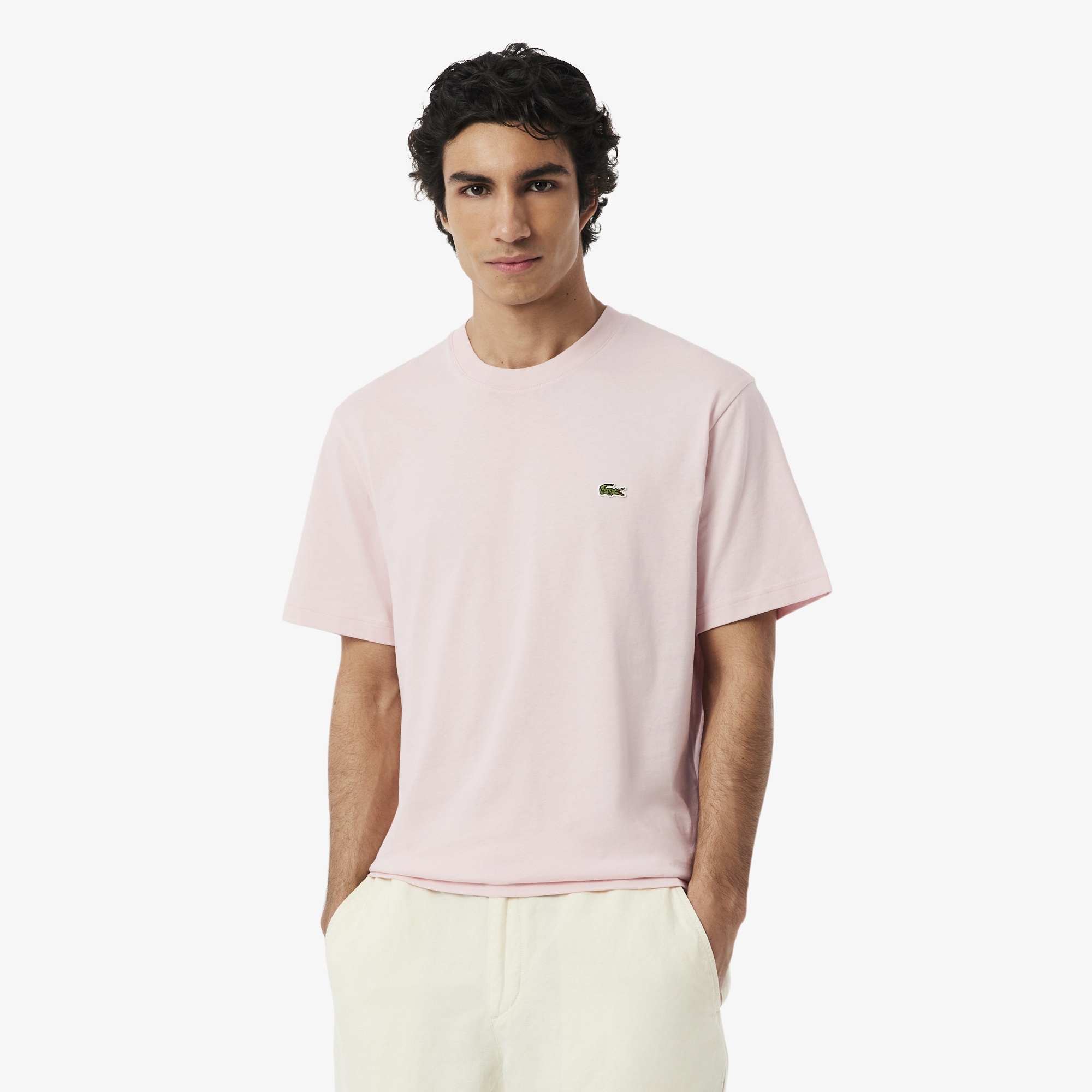 Erkek Classic Fit Bisiklet Yaka Pembe T-Shirt