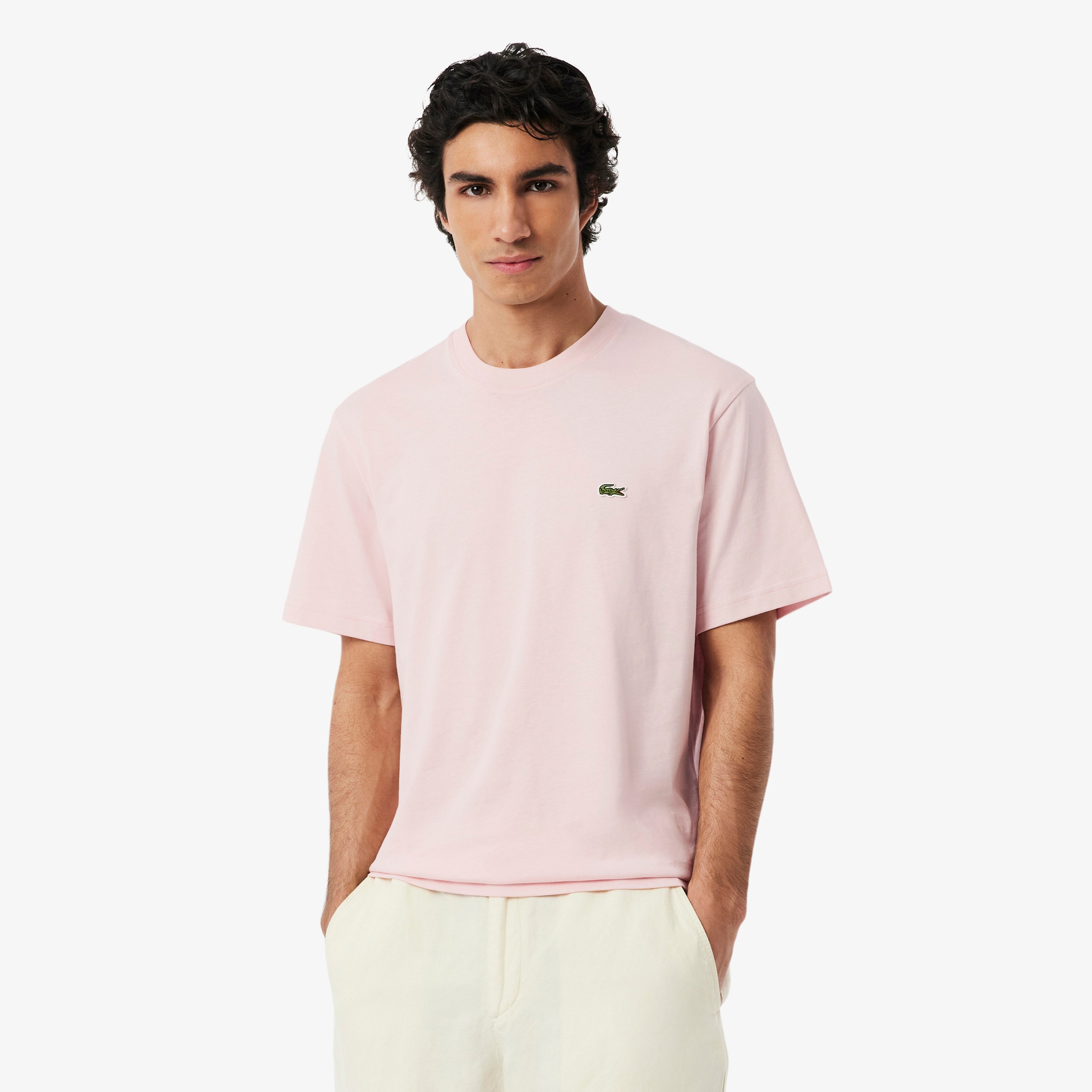 Erkek Classic Fit Bisiklet Yaka Pembe T-Shirt