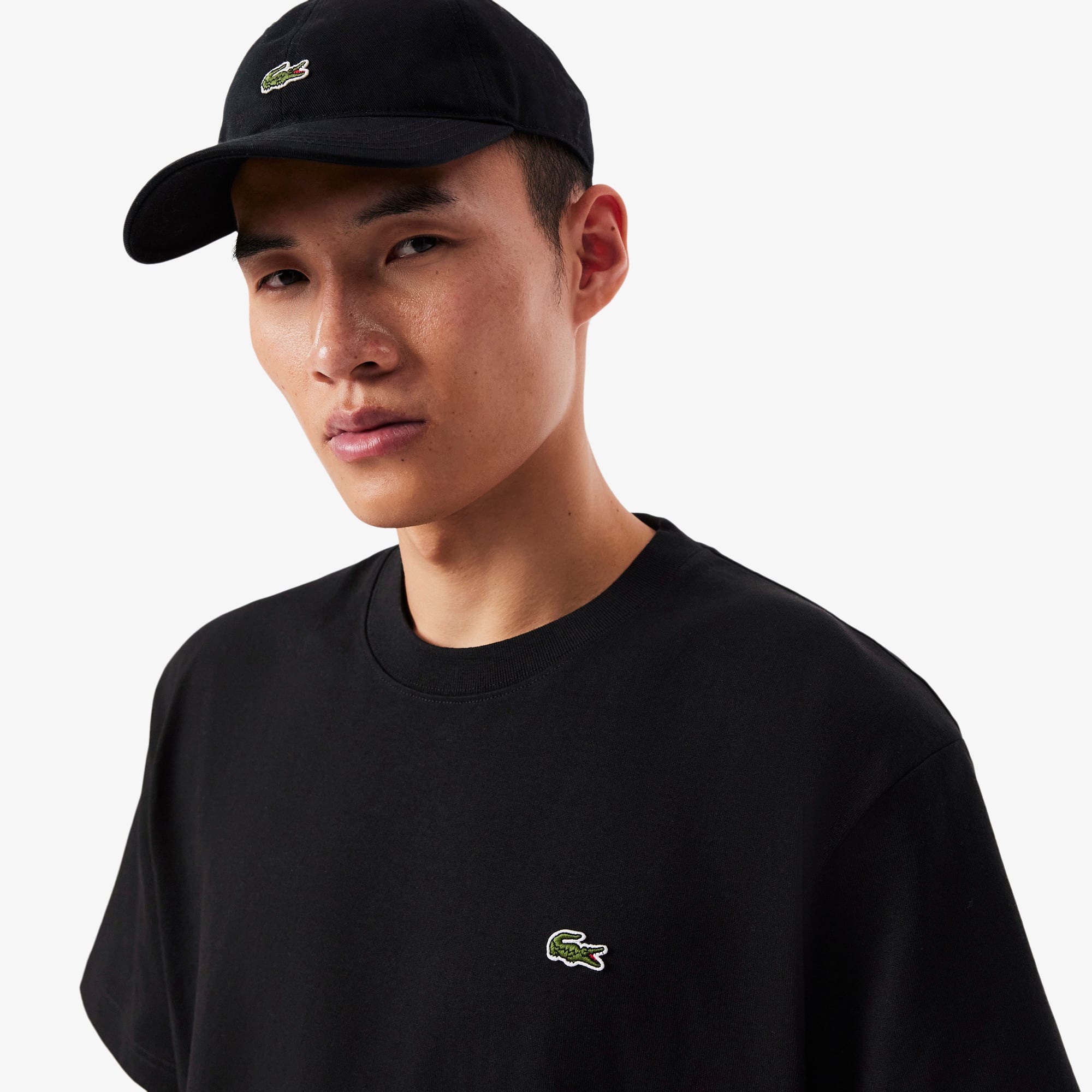 Lacoste Erkek Relaxed Fit Bisiklet Yaka Siyah T-Shirt görsel 2