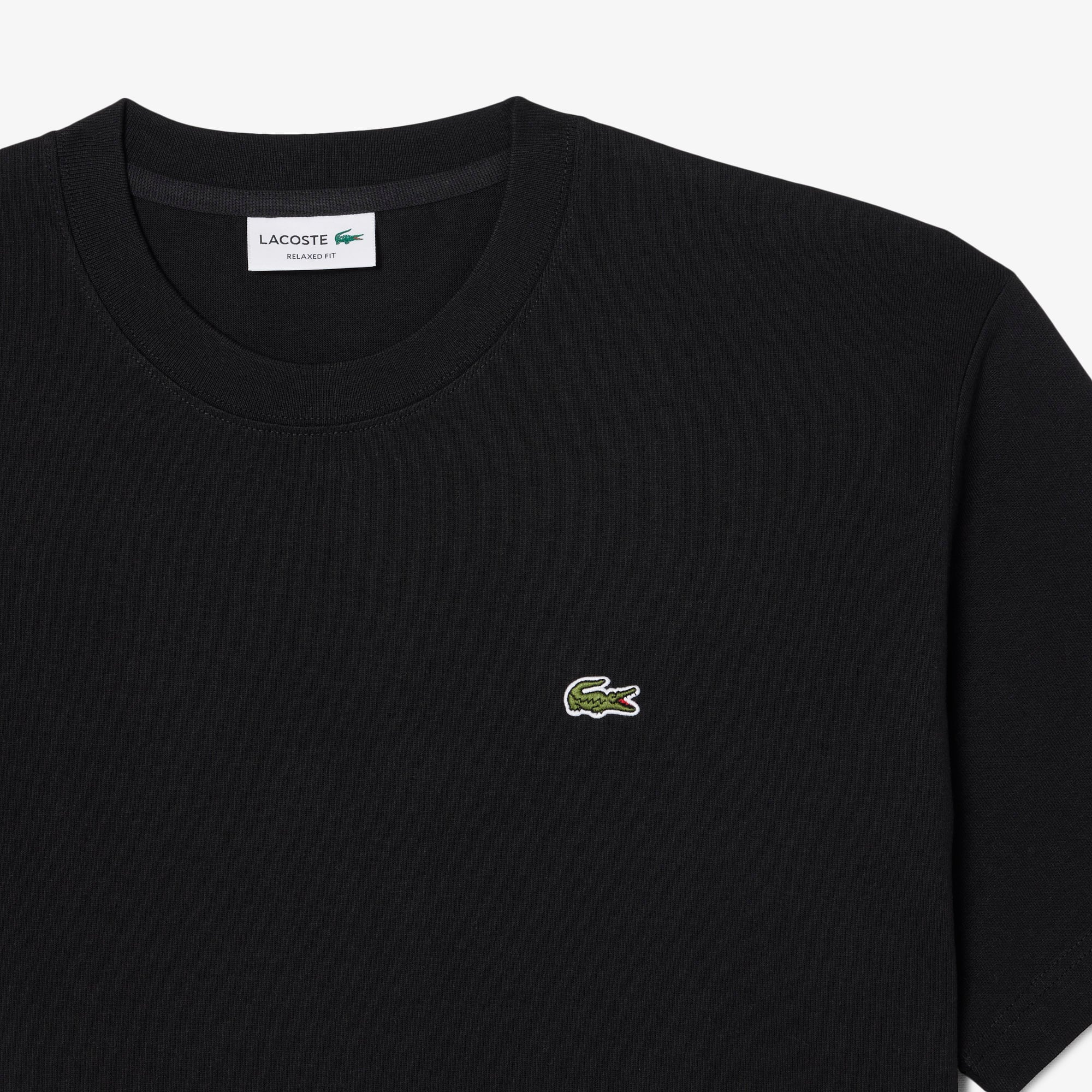 Lacoste Erkek Relaxed Fit Bisiklet Yaka Siyah T-Shirt görsel 5