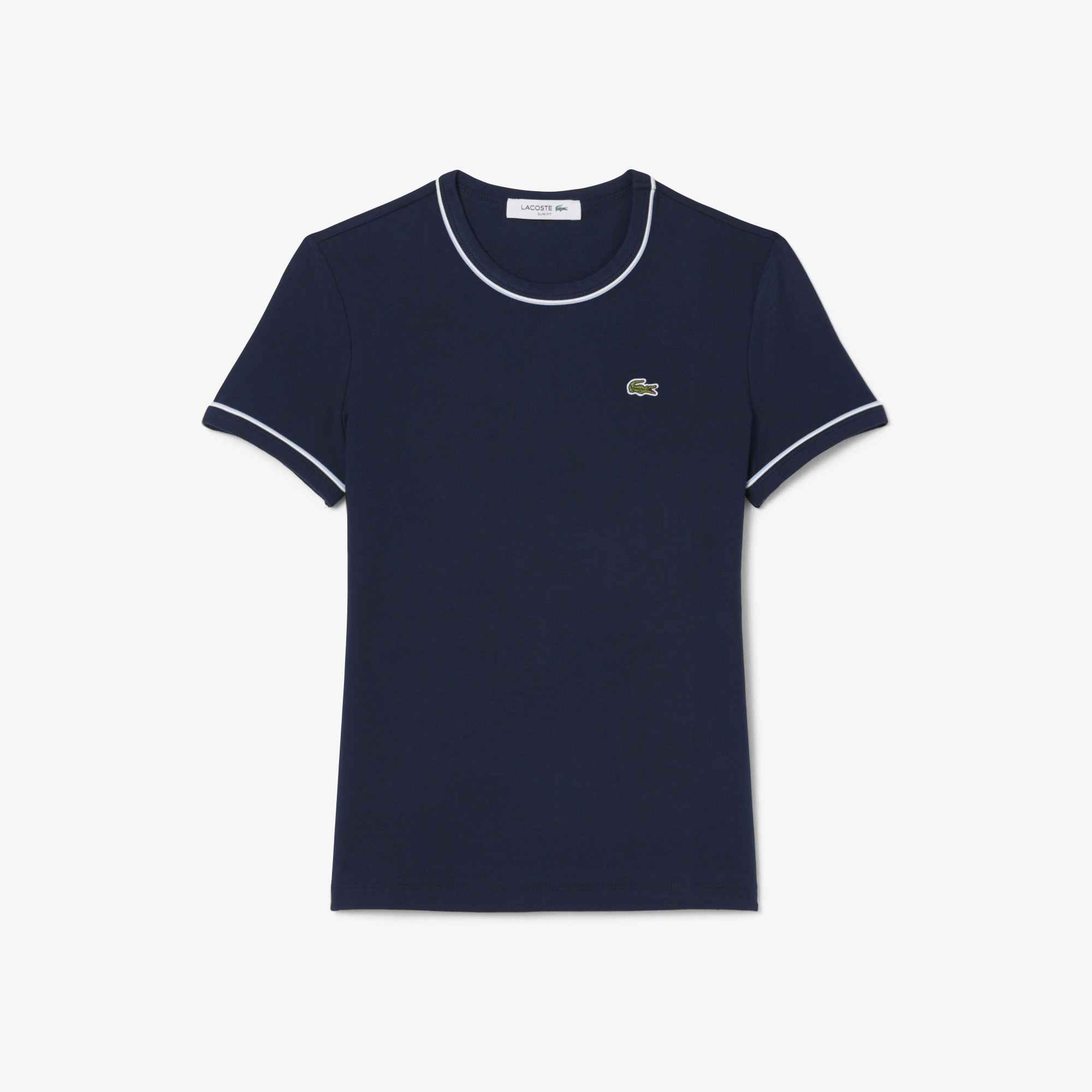 Lacoste Kadın Slim Fit Bisiklet Yaka Lacivert T-Shirt görsel 4