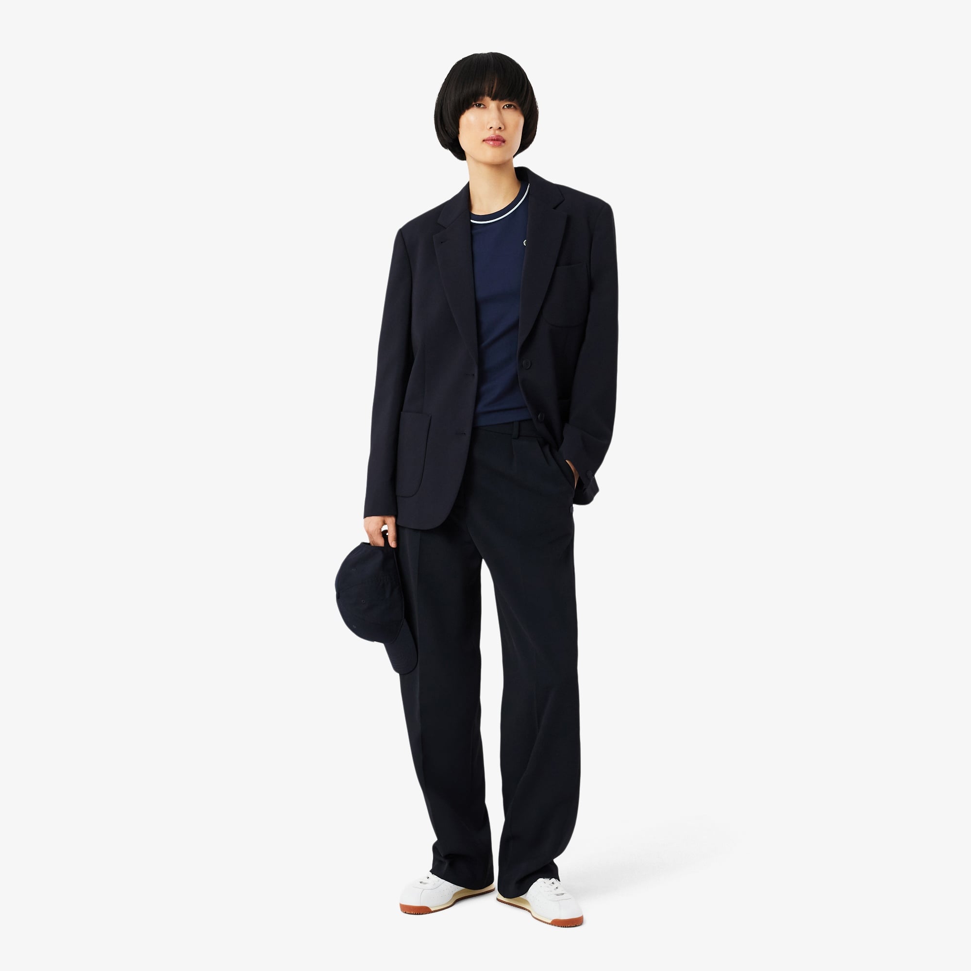 Kadın Slim Fit Bisiklet Yaka Lacivert T-Shirt