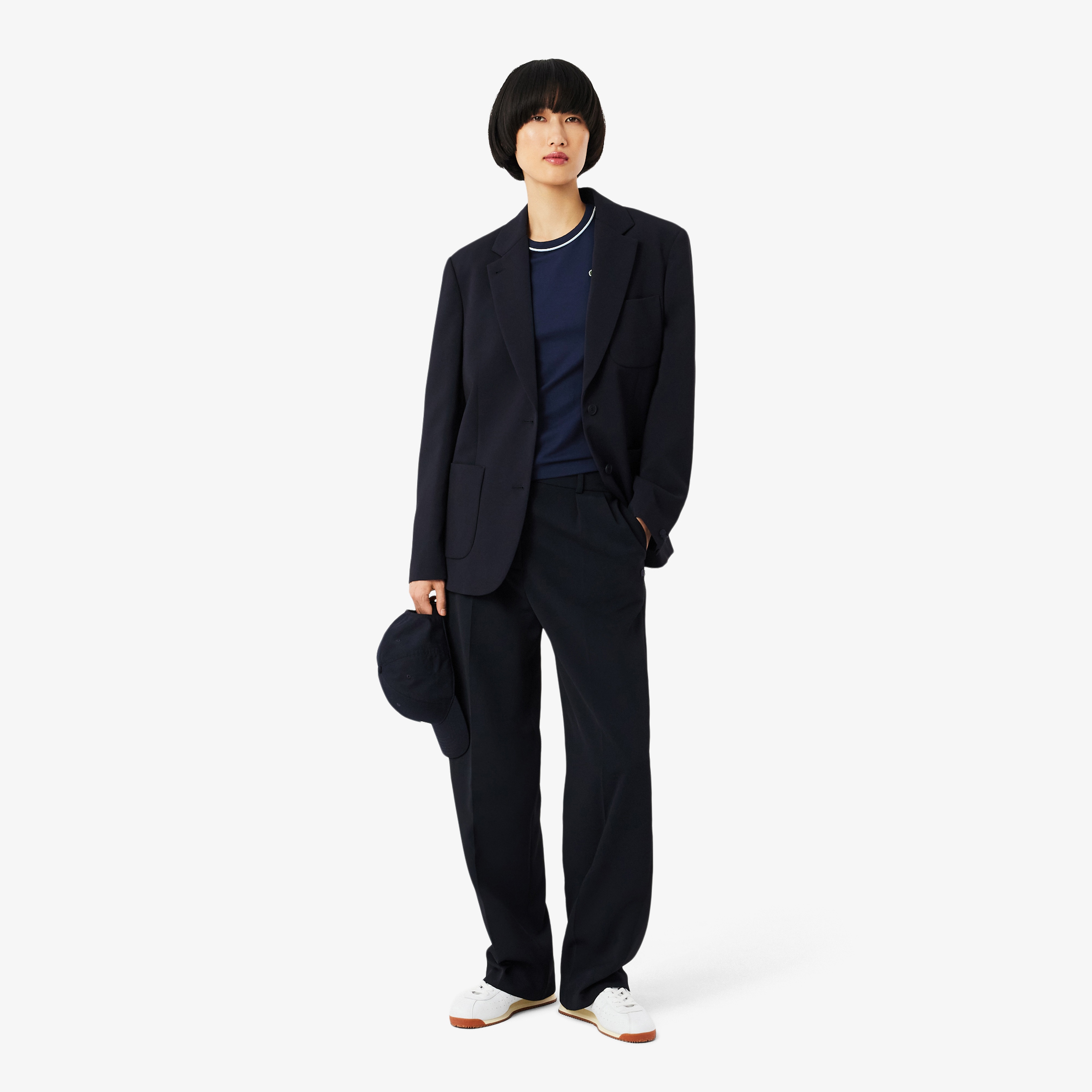 Kadın Slim Fit Bisiklet Yaka Lacivert T-Shirt