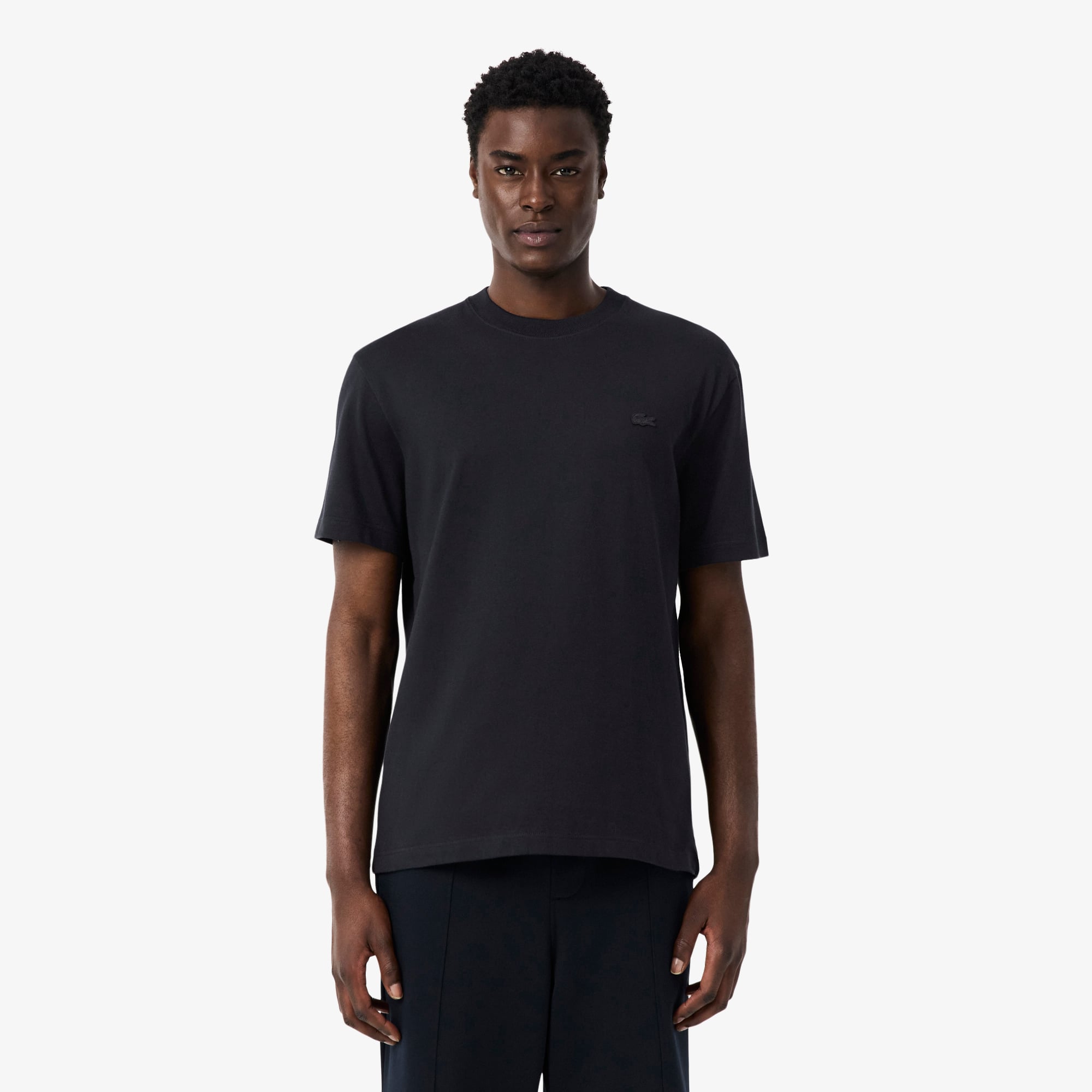 Lacoste Erkek Classic Fit Bisiklet Yaka Baskılı Koyu Gri T-Shirt